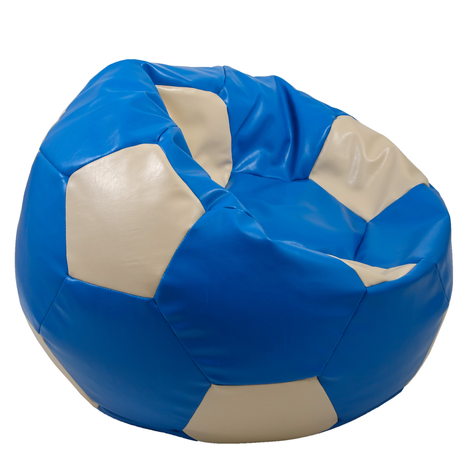 Mega Ball - fotoliu puf - imitatie piele albastru/crem [1]