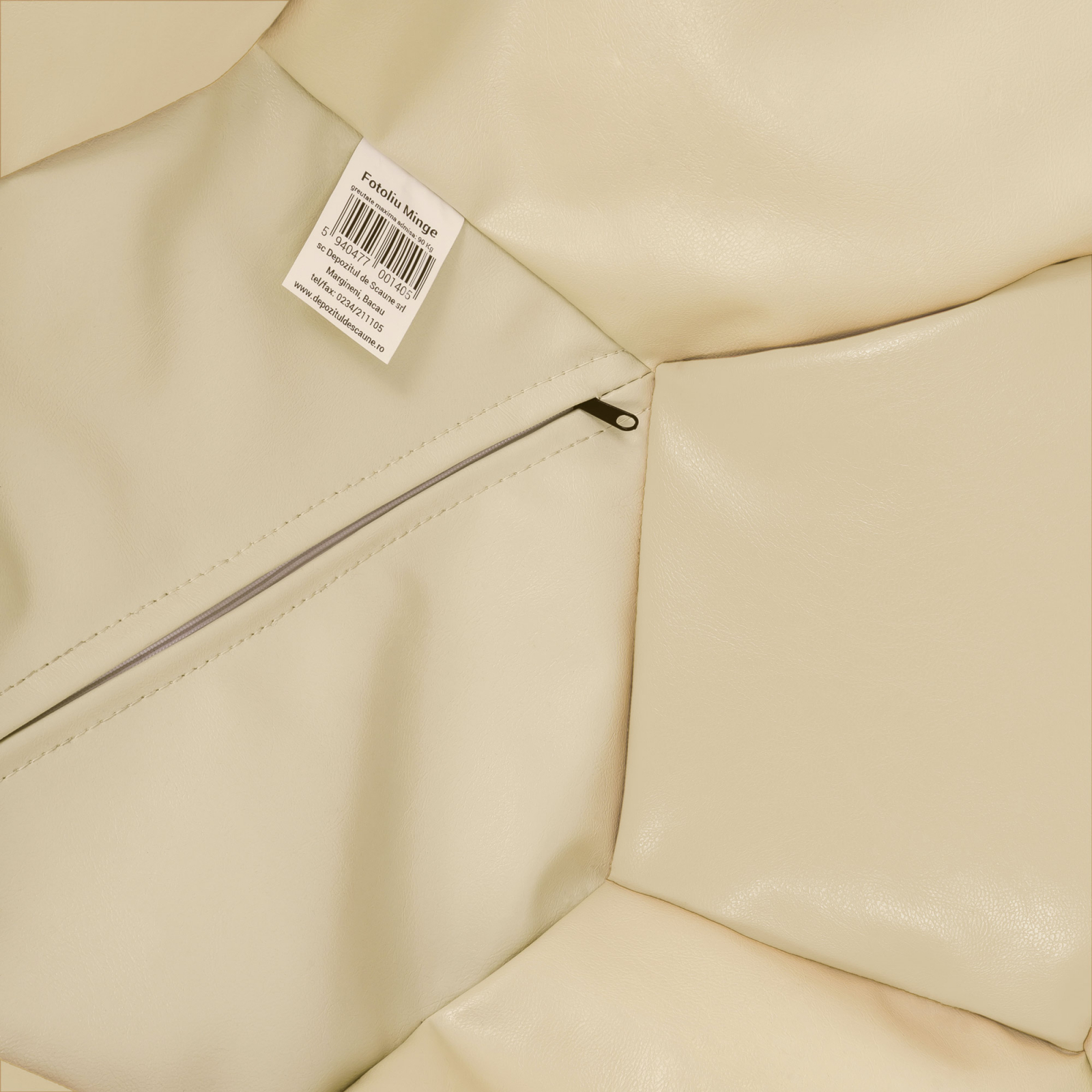 Mega Ball - fotoliu puf - imitatie piele crem [2]