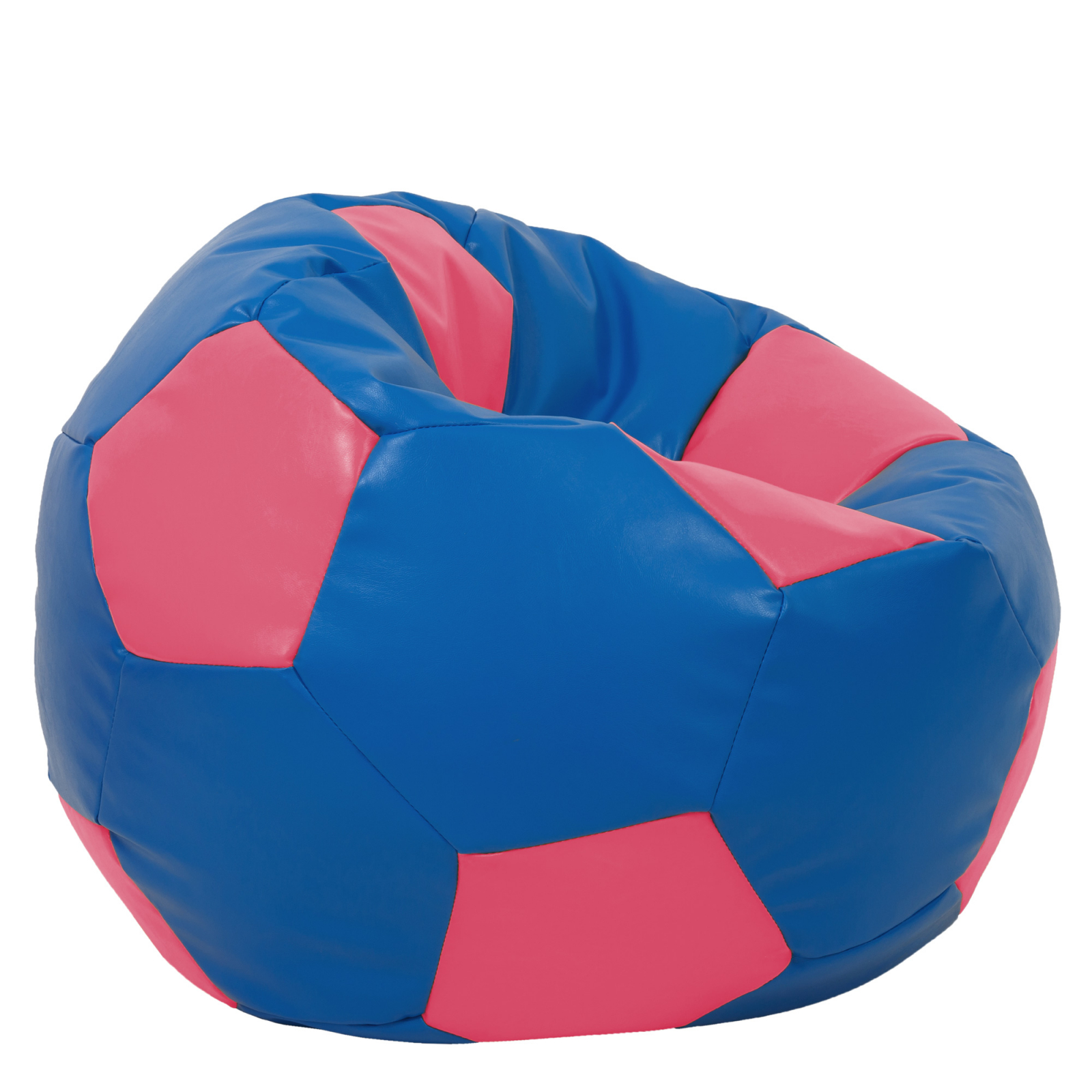 Mega Ball - fotoliu puf - imitatie piele albastru/roz [1]