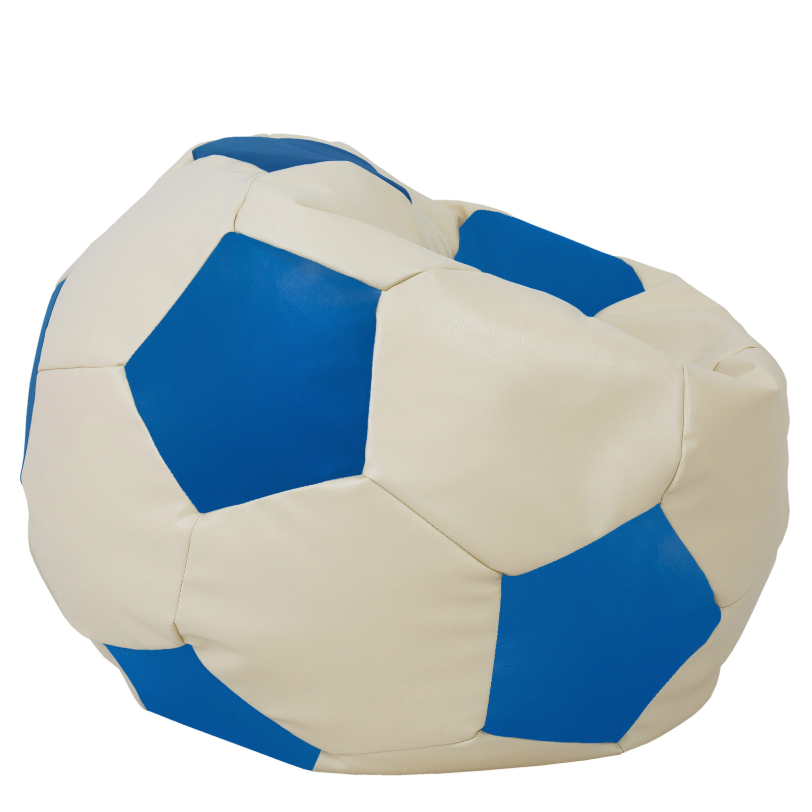 Mega Ball - fotoliu puf - imitatie piele crem/albastru [1]