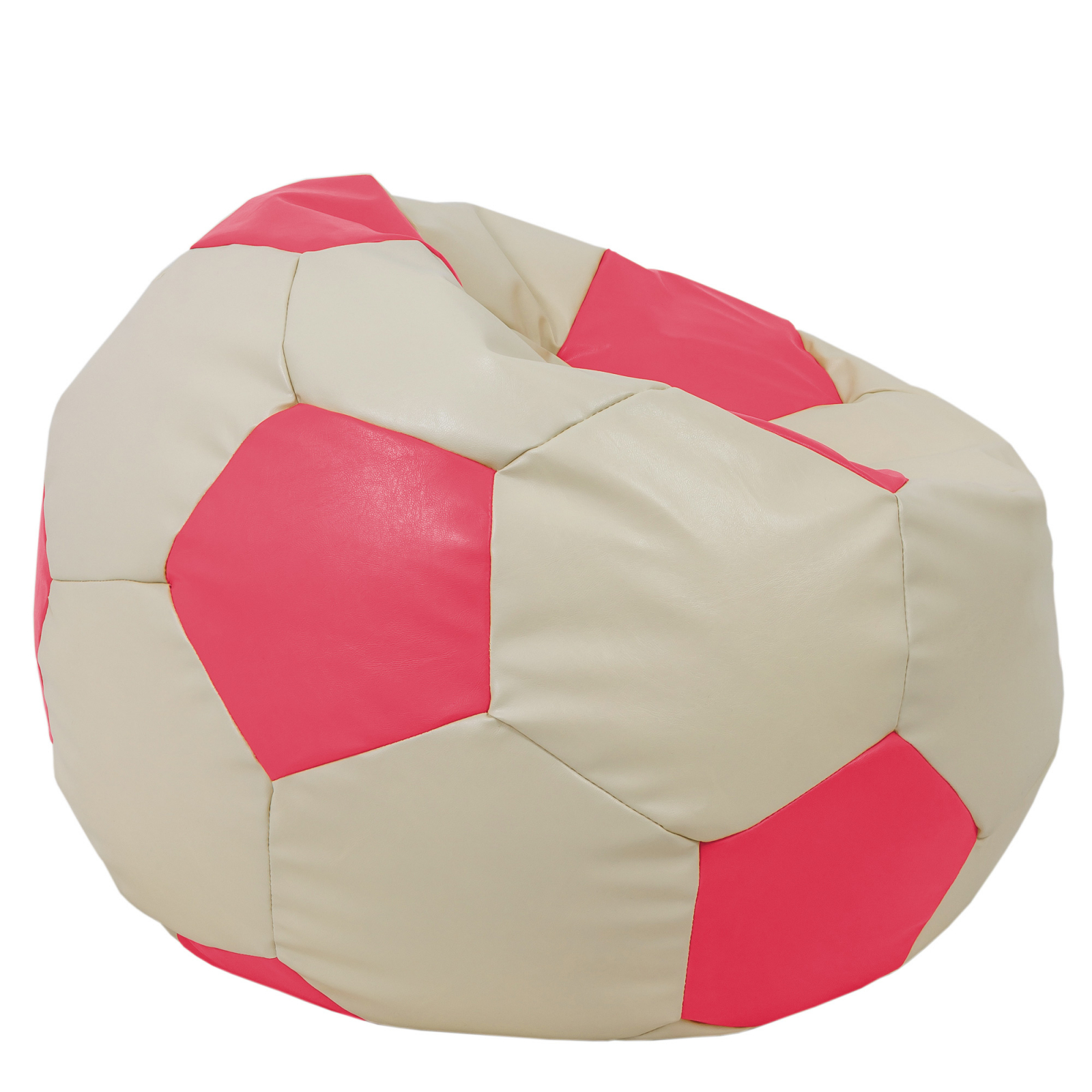 Mega Ball - fotoliu puf - imitatie piele crem/roz [1]