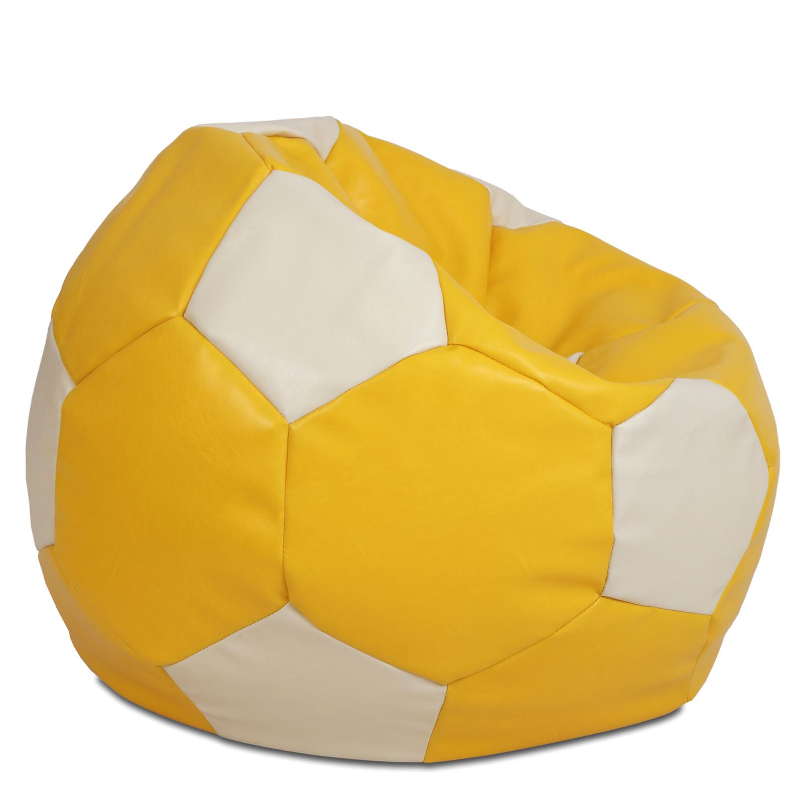 Mega Ball - fotoliu puf - imitatie piele galben/crem [1]
