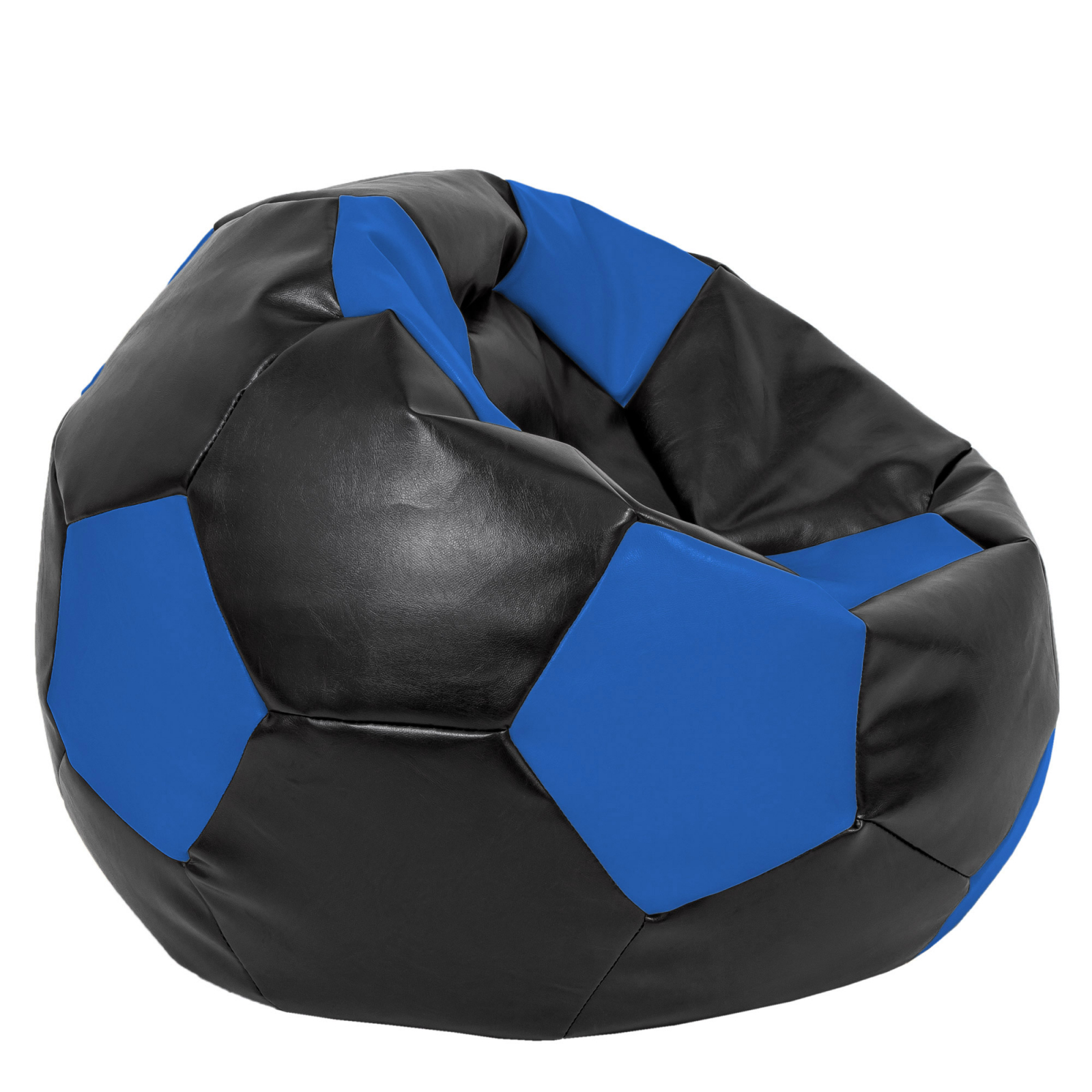 Mega Ball - fotoliu puf - imitatie piele negru/albastru [1]