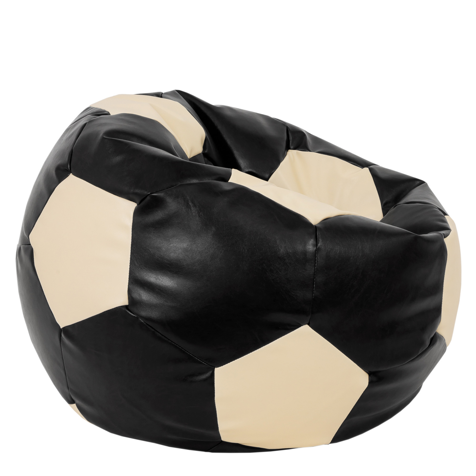 Mega Ball - fotoliu puf - imitatie piele negru/crem [1]