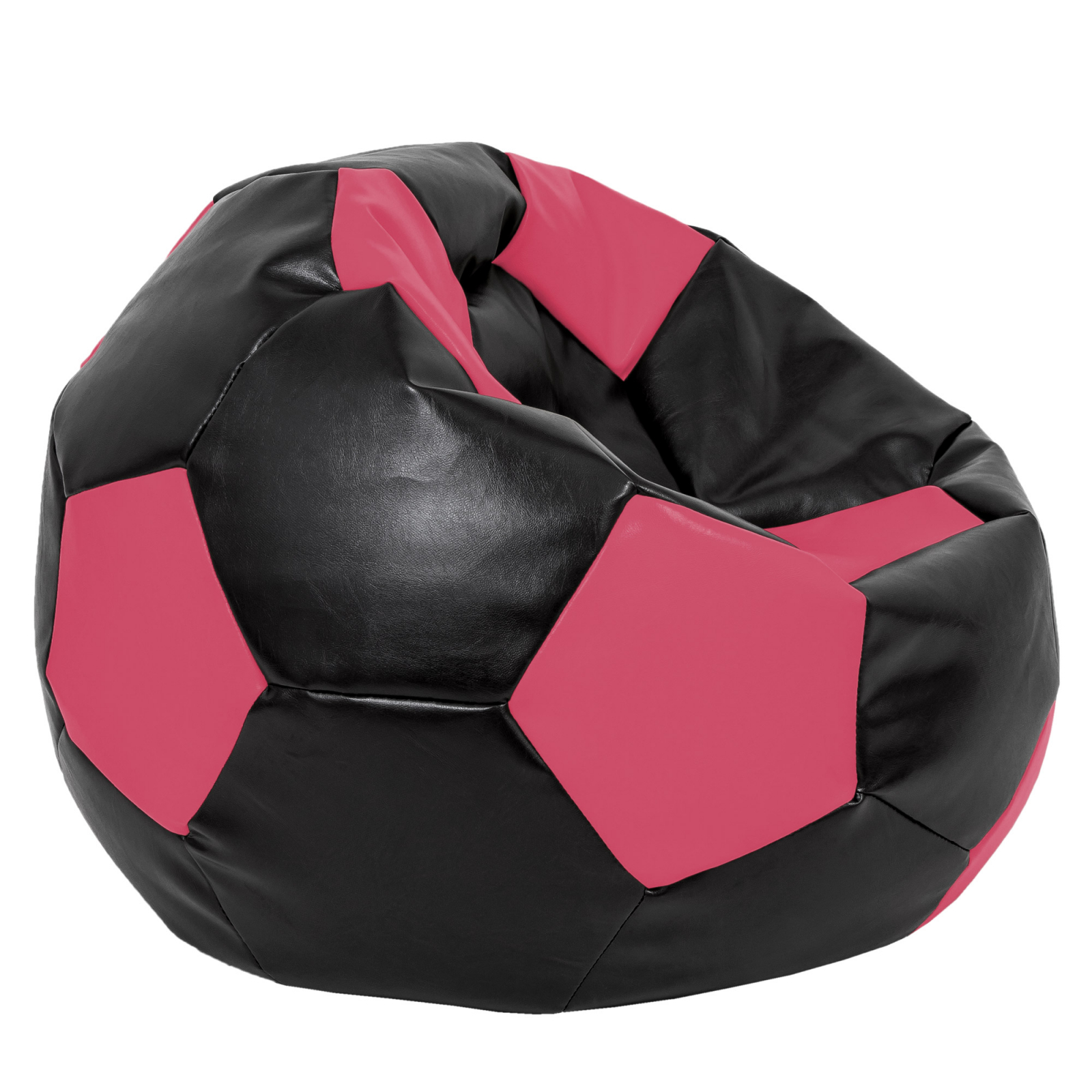 Mega Ball - fotoliu puf - imitatie piele negru/roz [1]