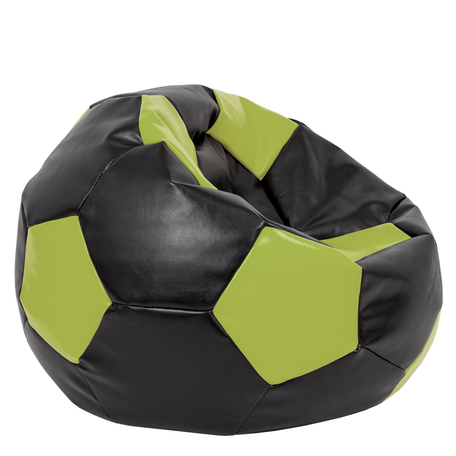 Mega Ball - fotoliu puf - imitatie piele negru/verde [1]