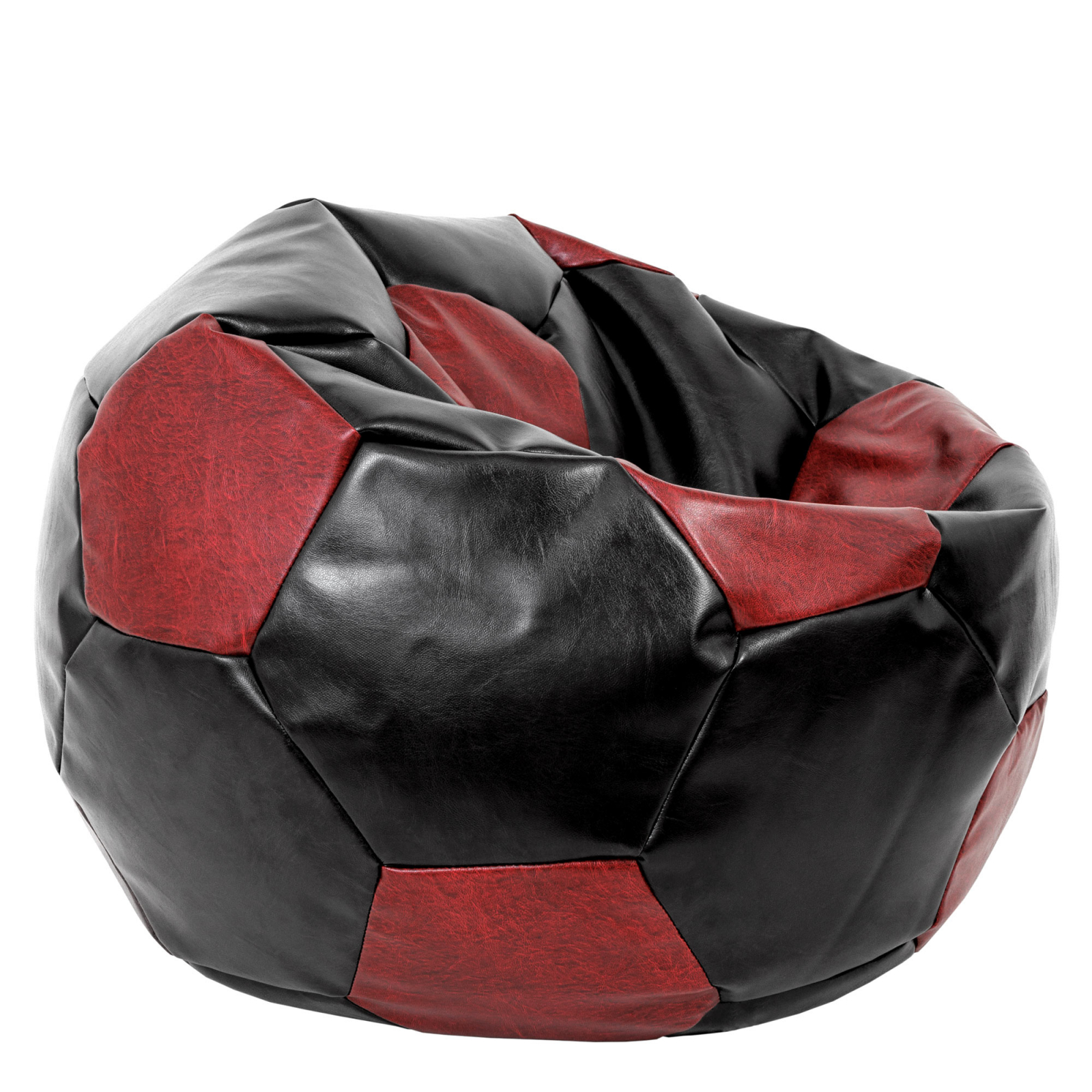 Mega Ball - fotoliu puf - imitatie piele negru/visiniu [1]