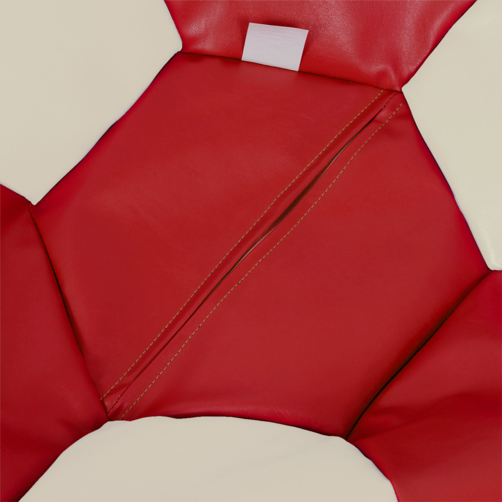 Mega Ball - fotoliu puf - imitatie piele rosu/crem [2]