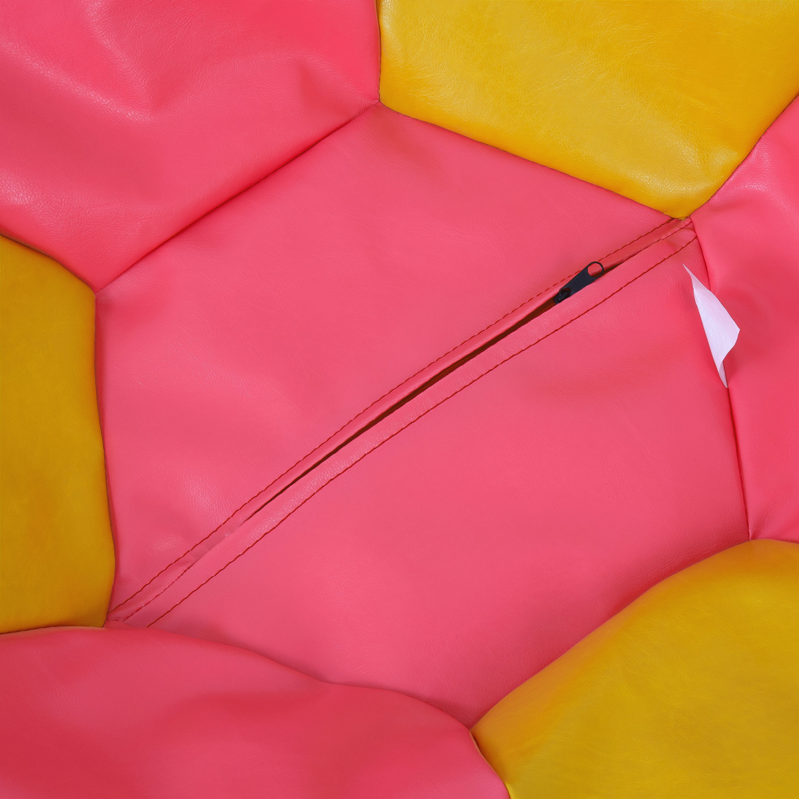 Mega Ball - fotoliu puf - imitatie piele roz/galben [2]