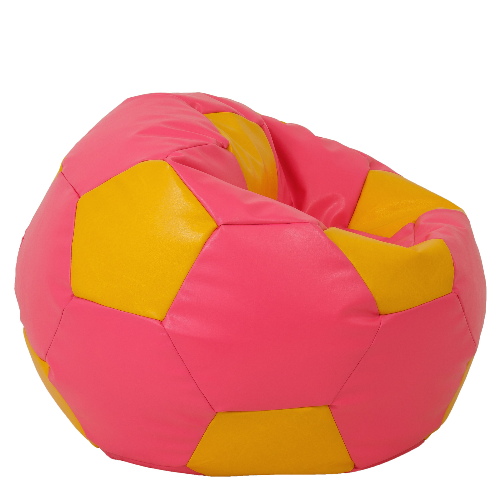Mega Ball - fotoliu puf - imitatie piele roz/galben [1]