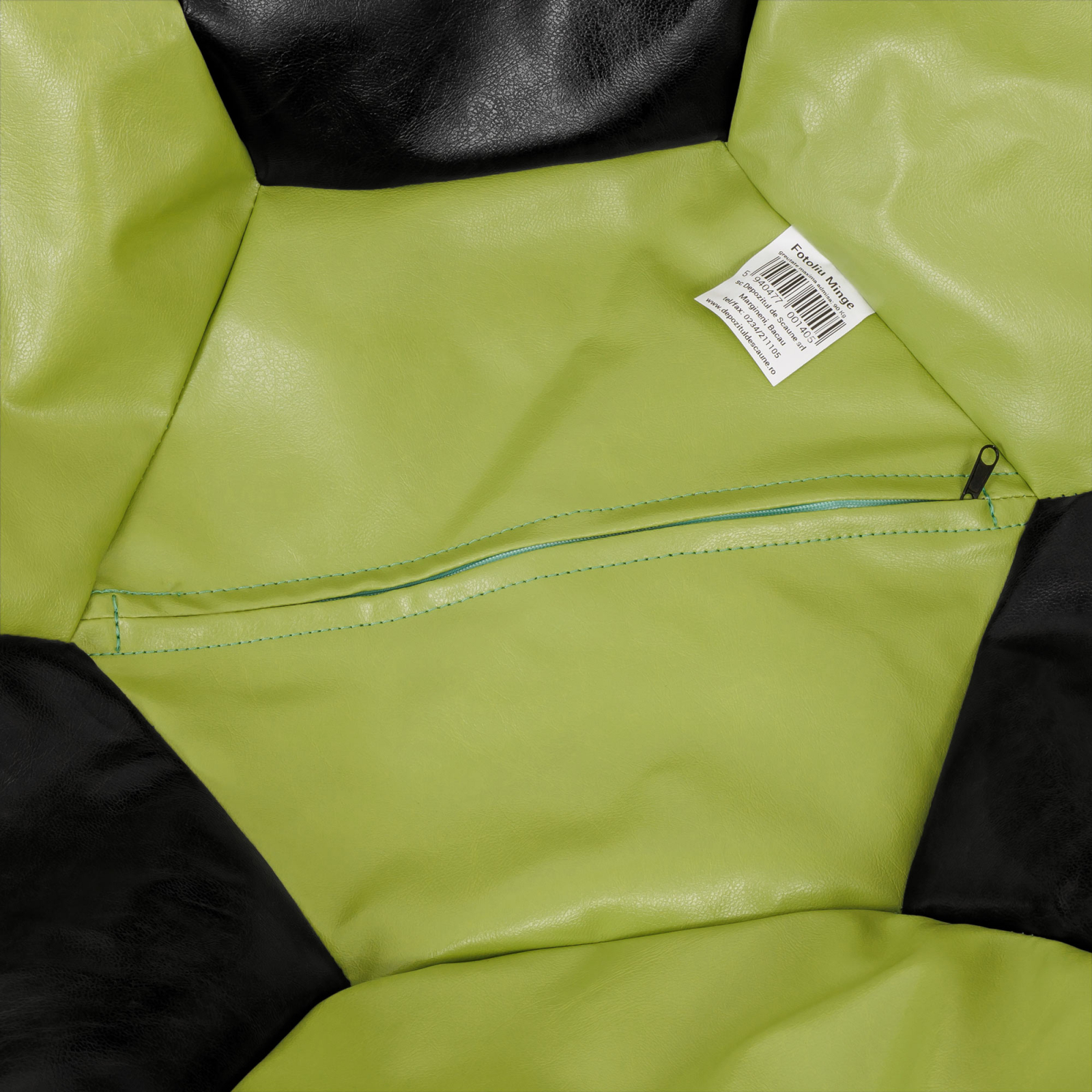 Mega Ball - fotoliu puf - imitatie piele verde/negru [2]