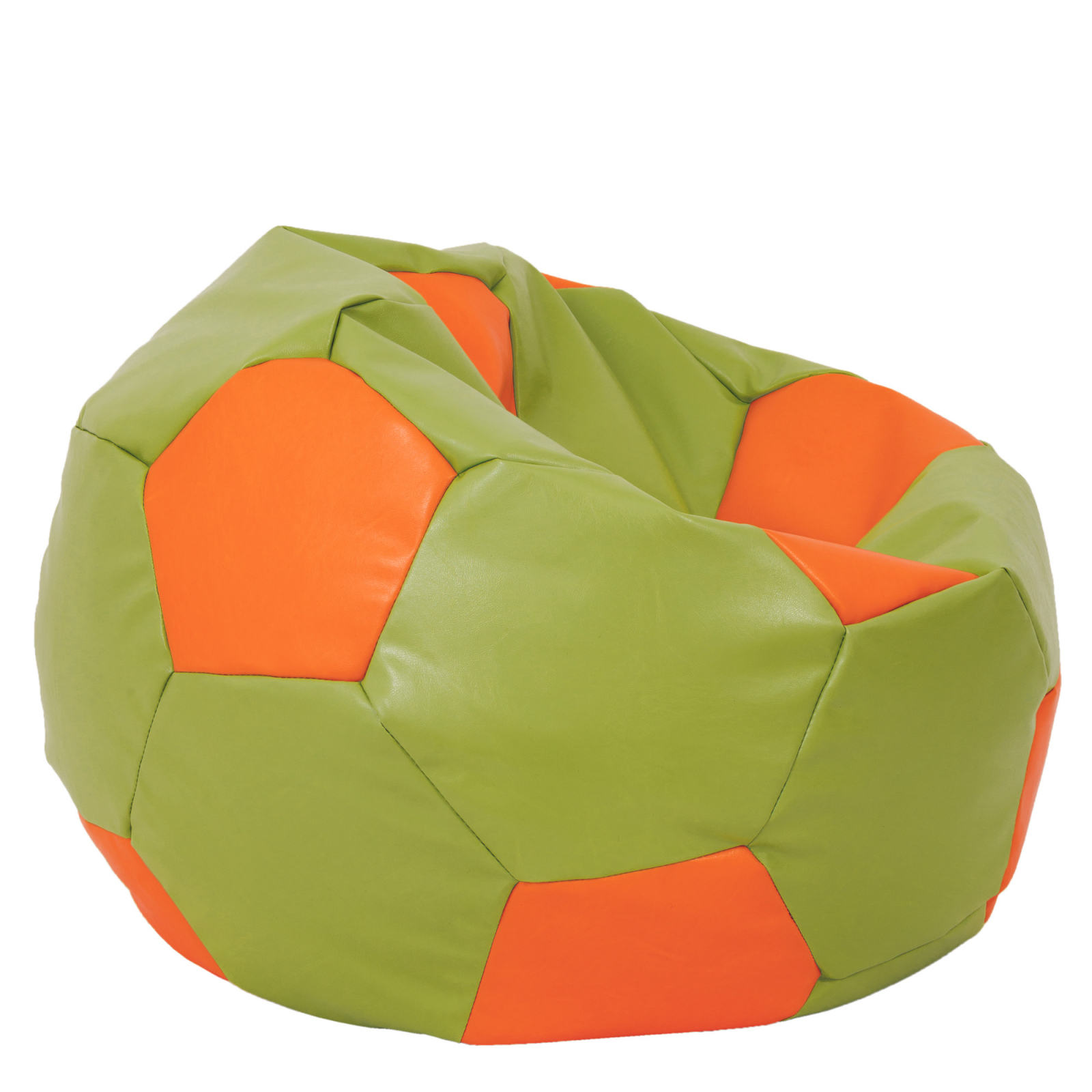 Mega Ball - fotoliu puf - imitatie piele verde/portocaliu [1]