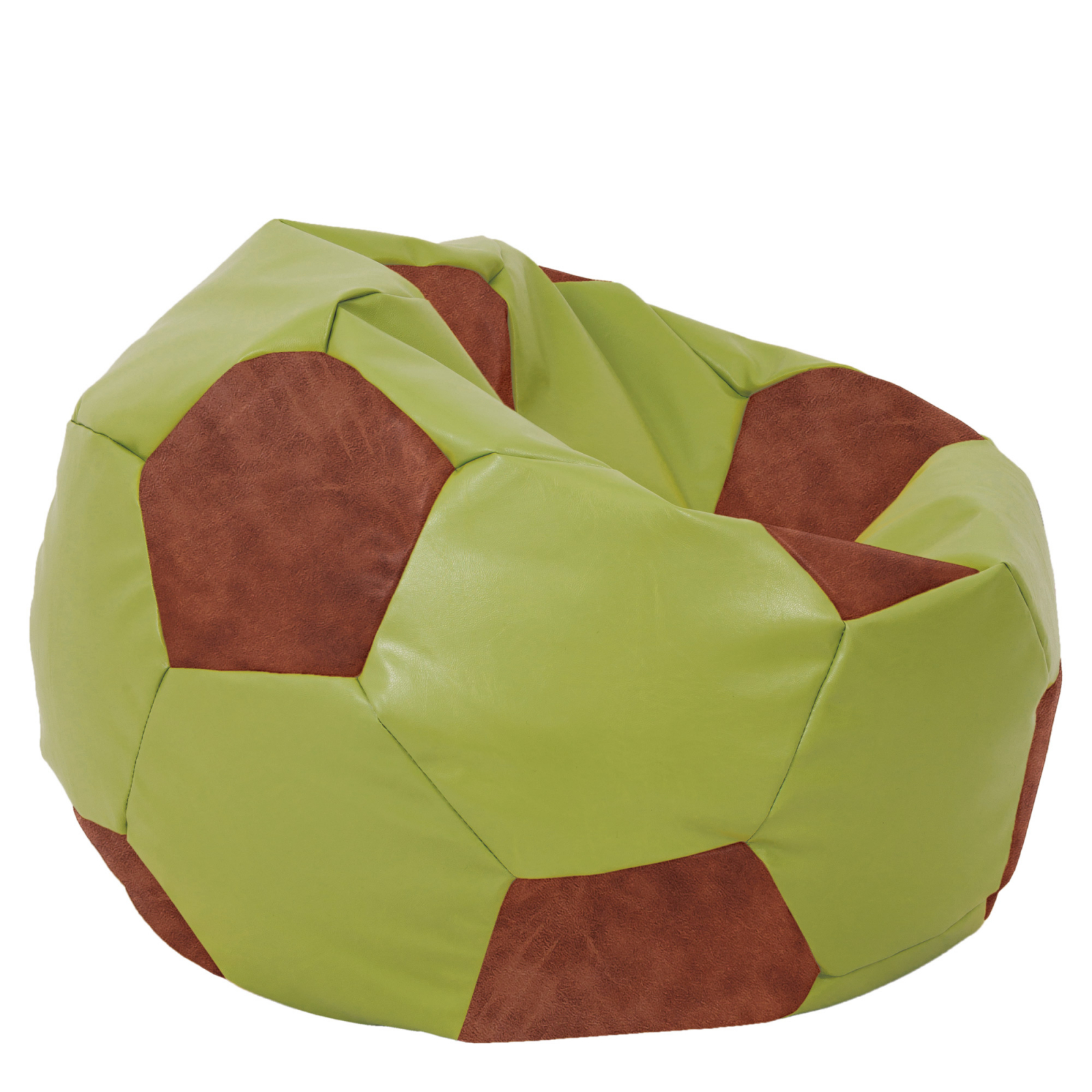 Mega Ball - fotoliu puf - imitatie piele verde/cognac [1]