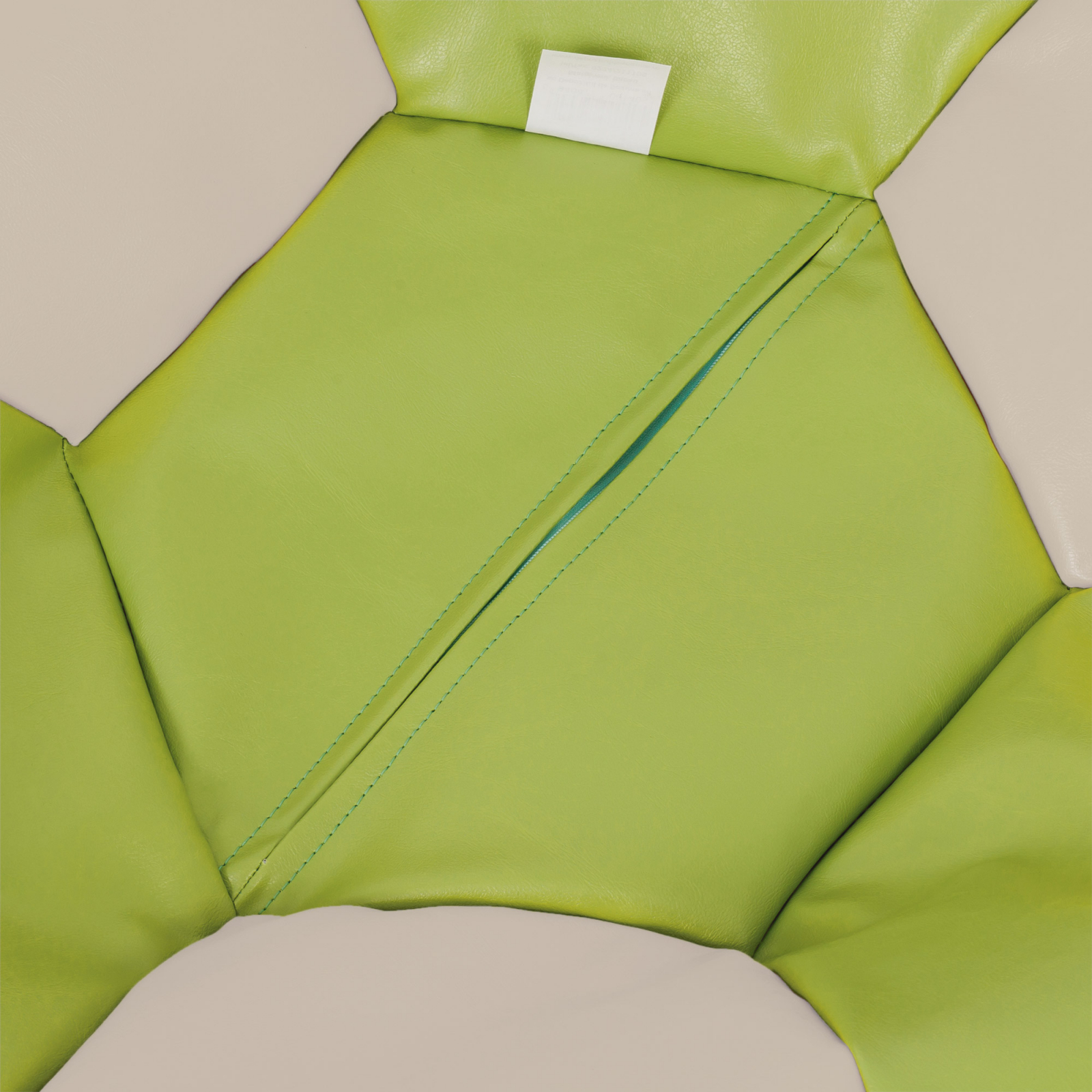 Mega Ball - fotoliu puf - imitatie piele verde/crem [2]