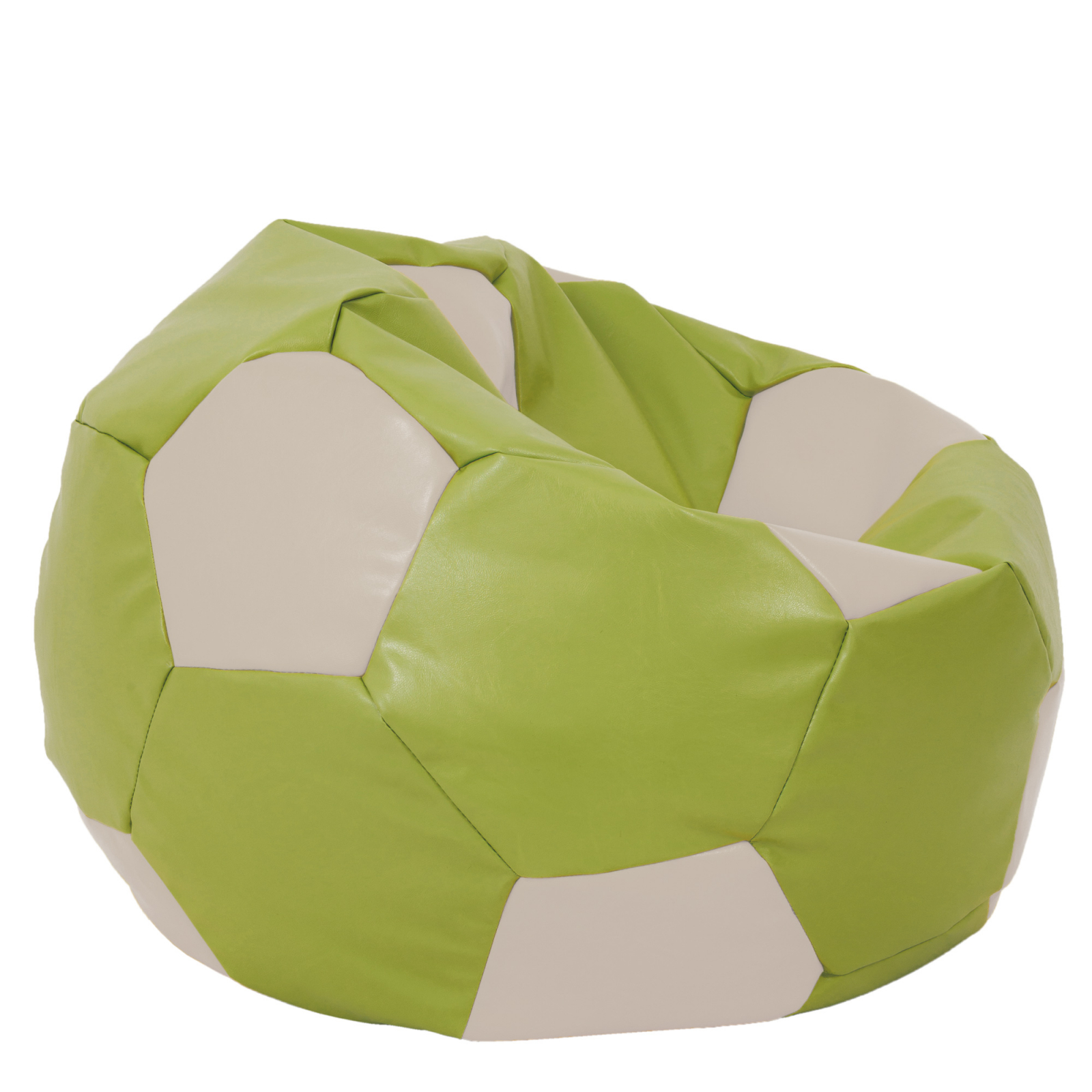 Mega Ball - fotoliu puf - imitatie piele verde/crem [1]