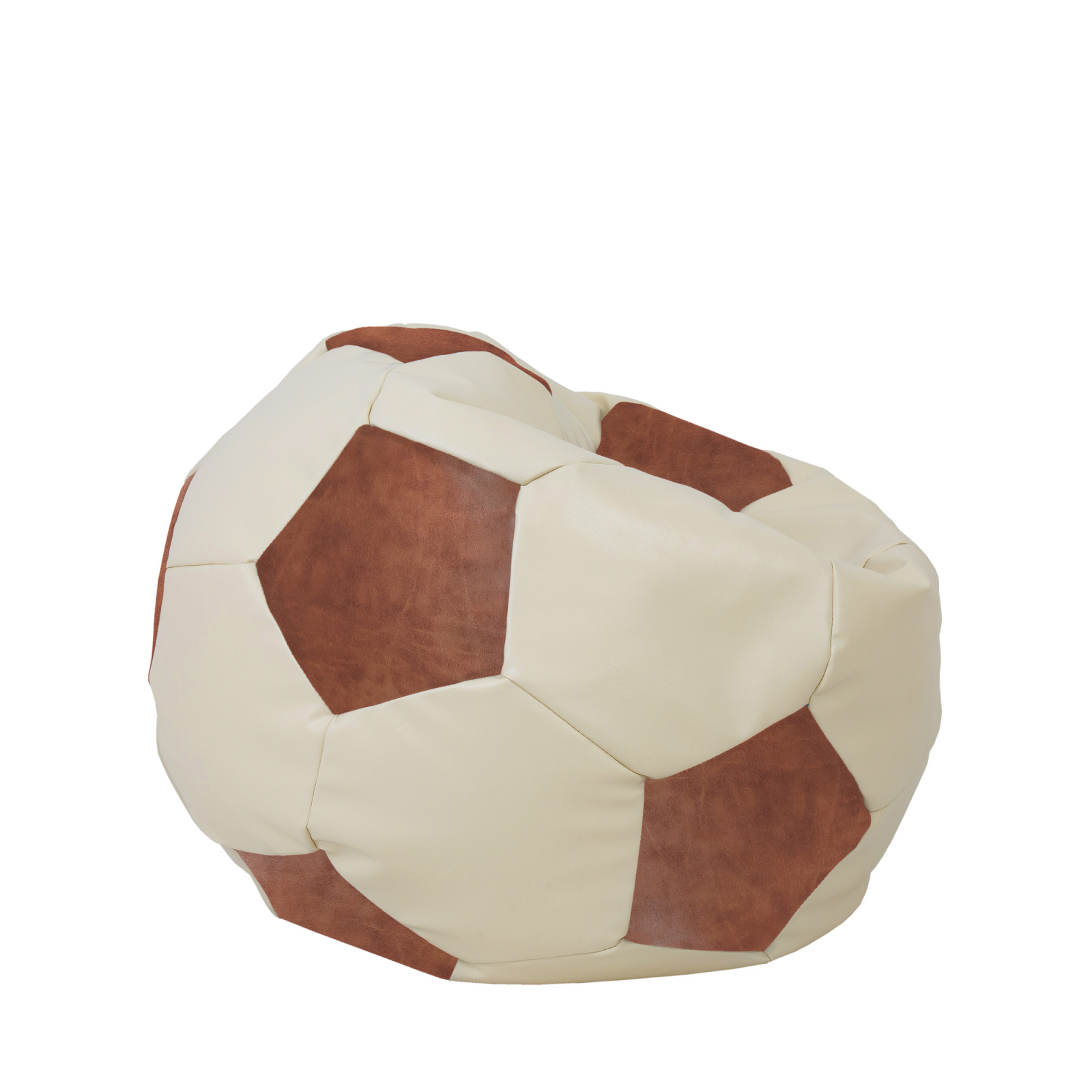 Mondo Ball - fotoliu puf - imitatie piele - crem/cognac [1]