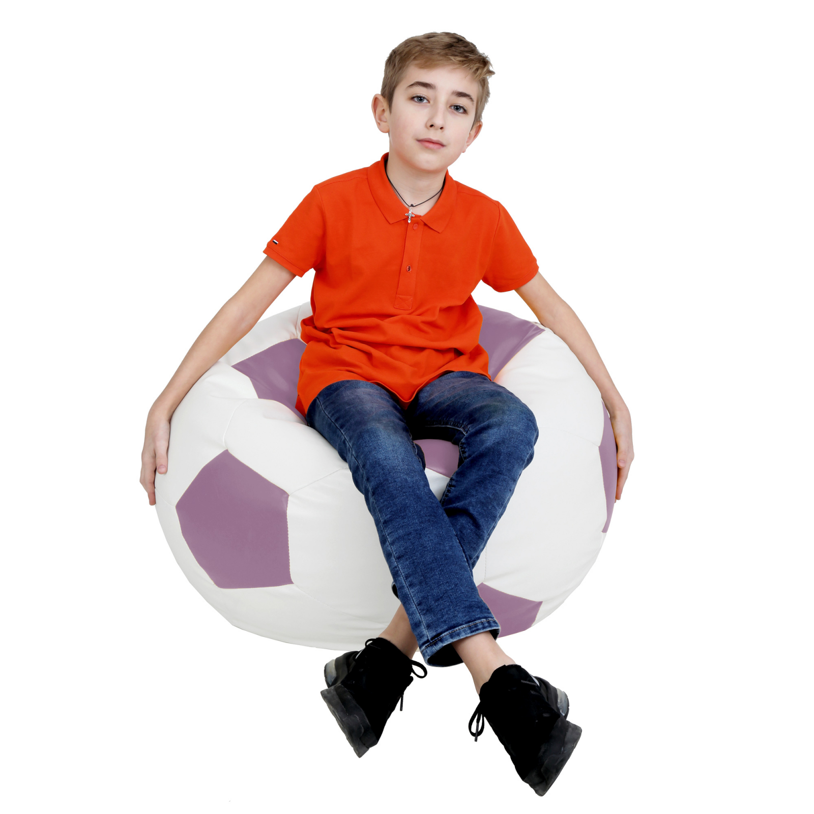 Mondo Ball - fotoliu puf - imitatie piele - alb/mov [3]