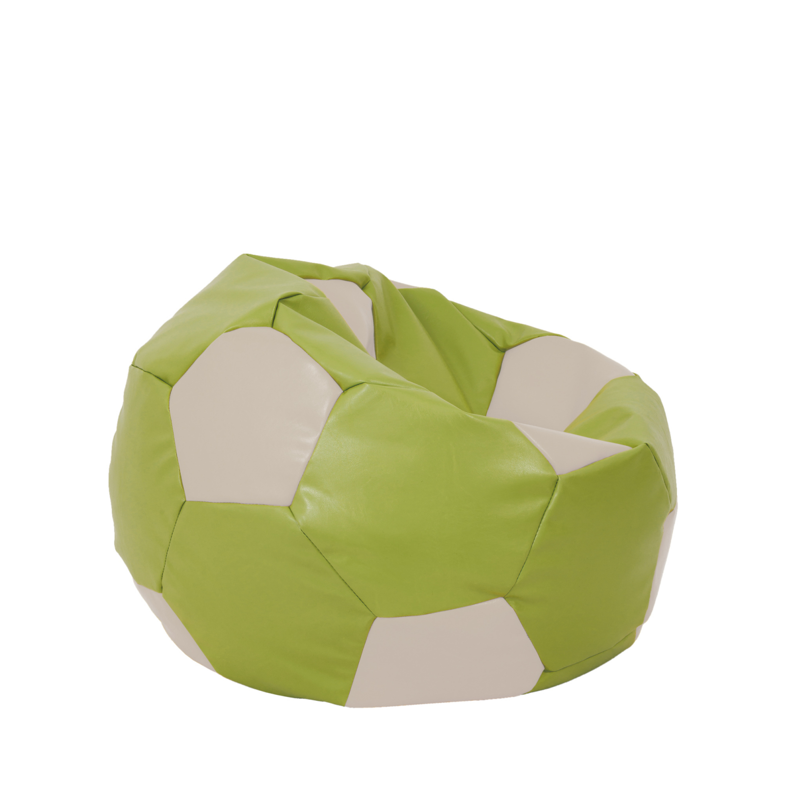 Mondo Ball - fotoliu puf - imitatie piele - verde/crem [1]