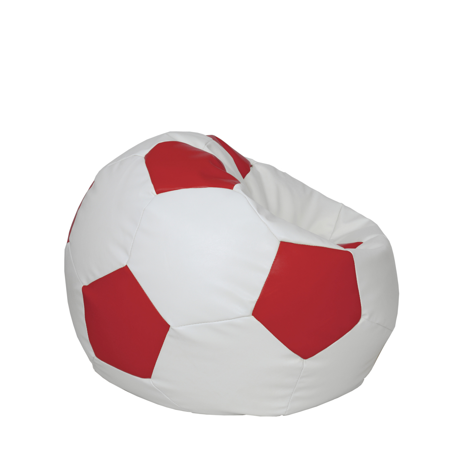 Mondo Ball - fotoliu puf - imitatie piele - alb/rosu [1]