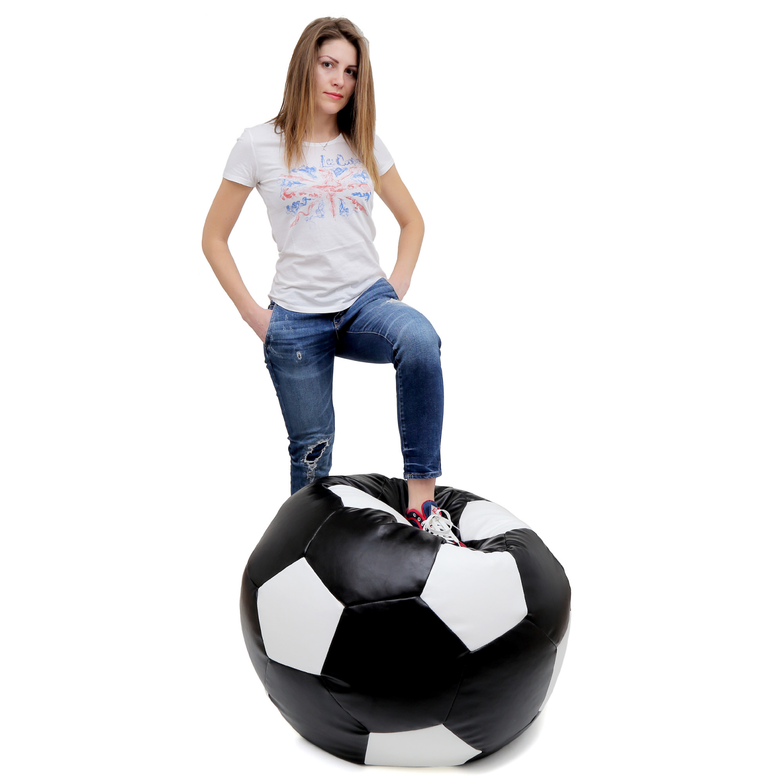 Mondo Ball - fotoliu puf - imitatie piele - negru/alb [4]