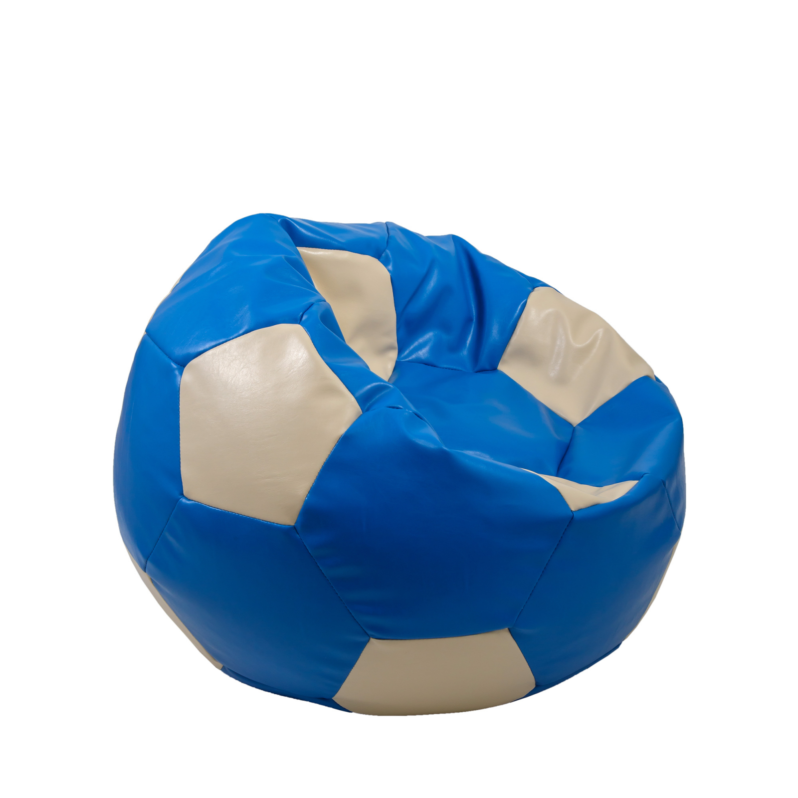 Mondo Ball - fotoliu puf - imitatie piele - albastru/crem [1]