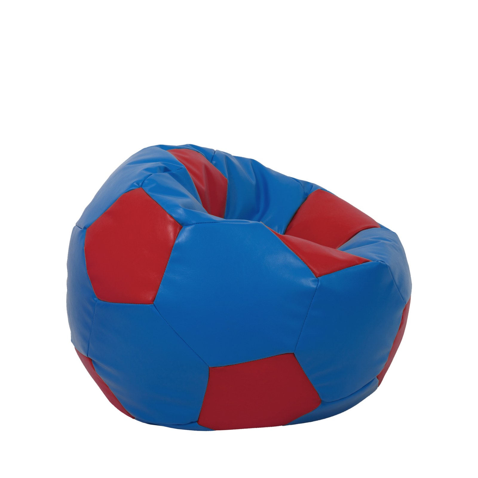 Mondo Ball - fotoliu puf - imitatie piele - albastru/rosu [1]