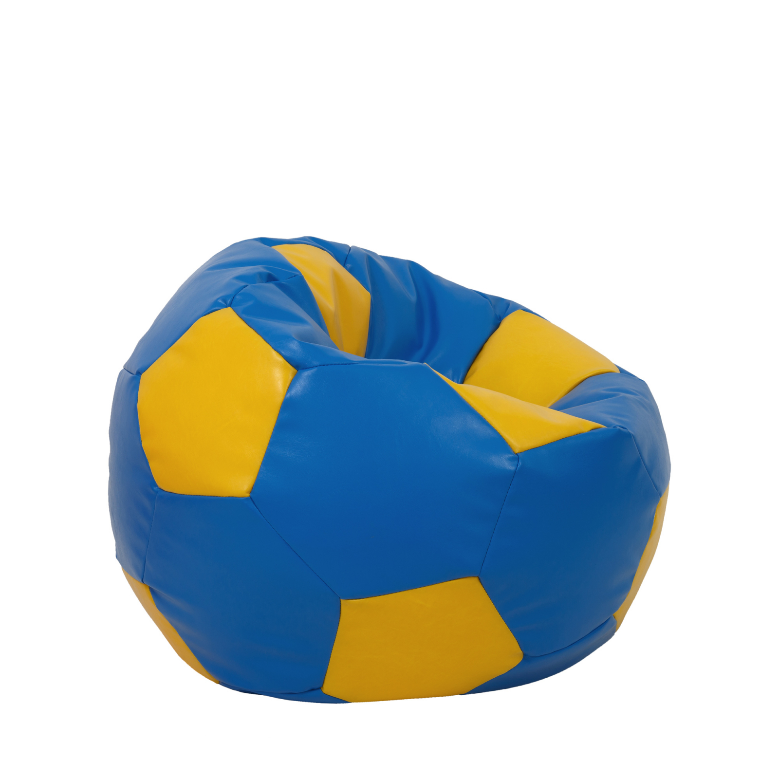 Mondo Ball - fotoliu puf - imitatie piele - albastru/galben [1]
