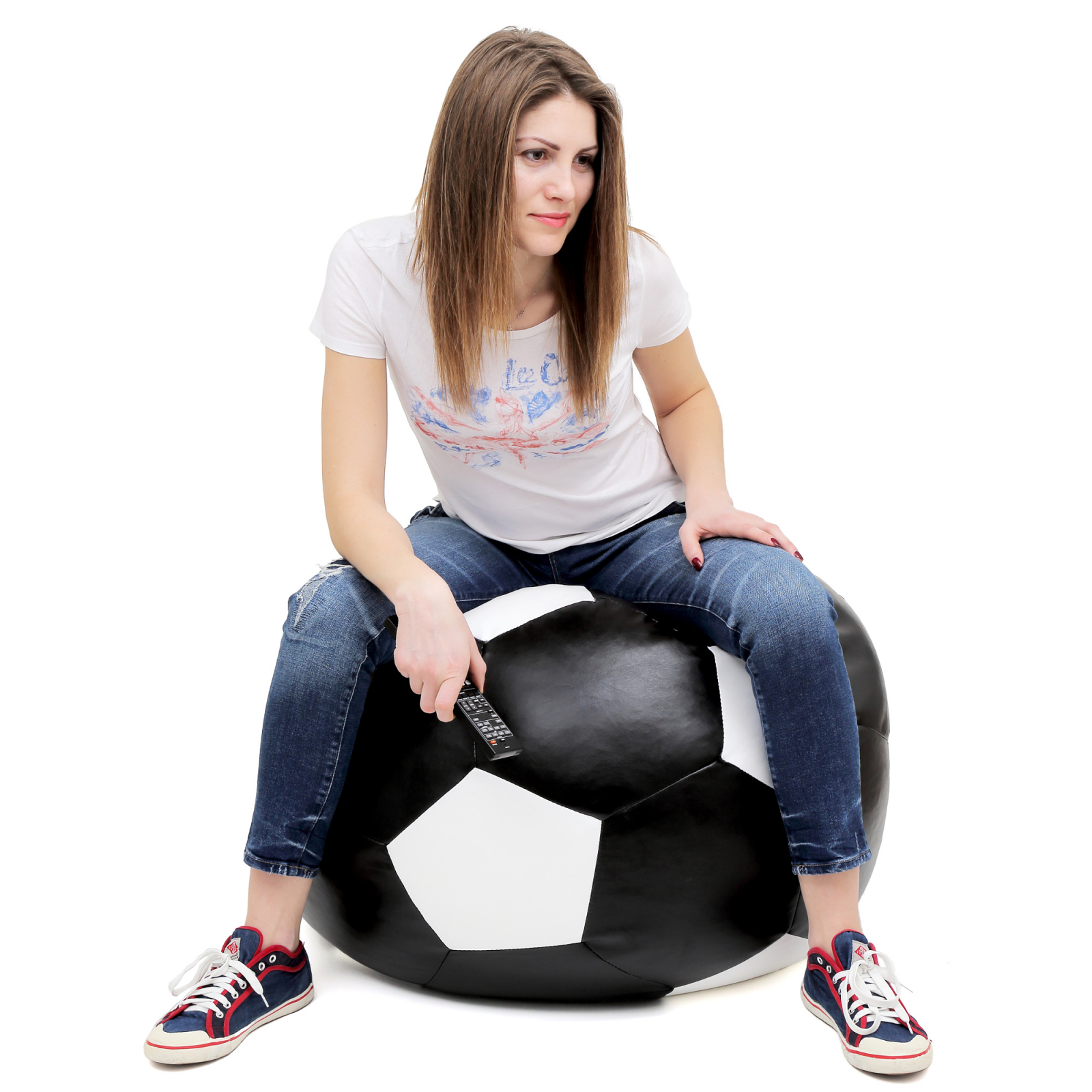 Mondo Ball - fotoliu puf - imitatie piele - negru/alb [3]