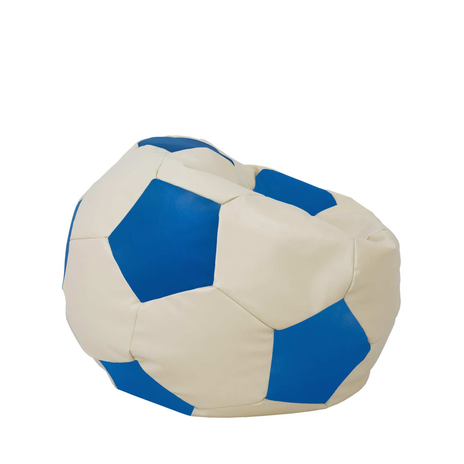 Mondo Ball - fotoliu puf - imitatie piele - crem/albastru [1]