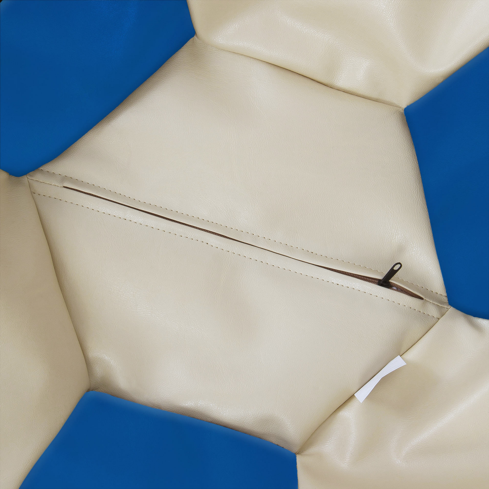 Mondo Ball - fotoliu puf - imitatie piele - crem/albastru [2]