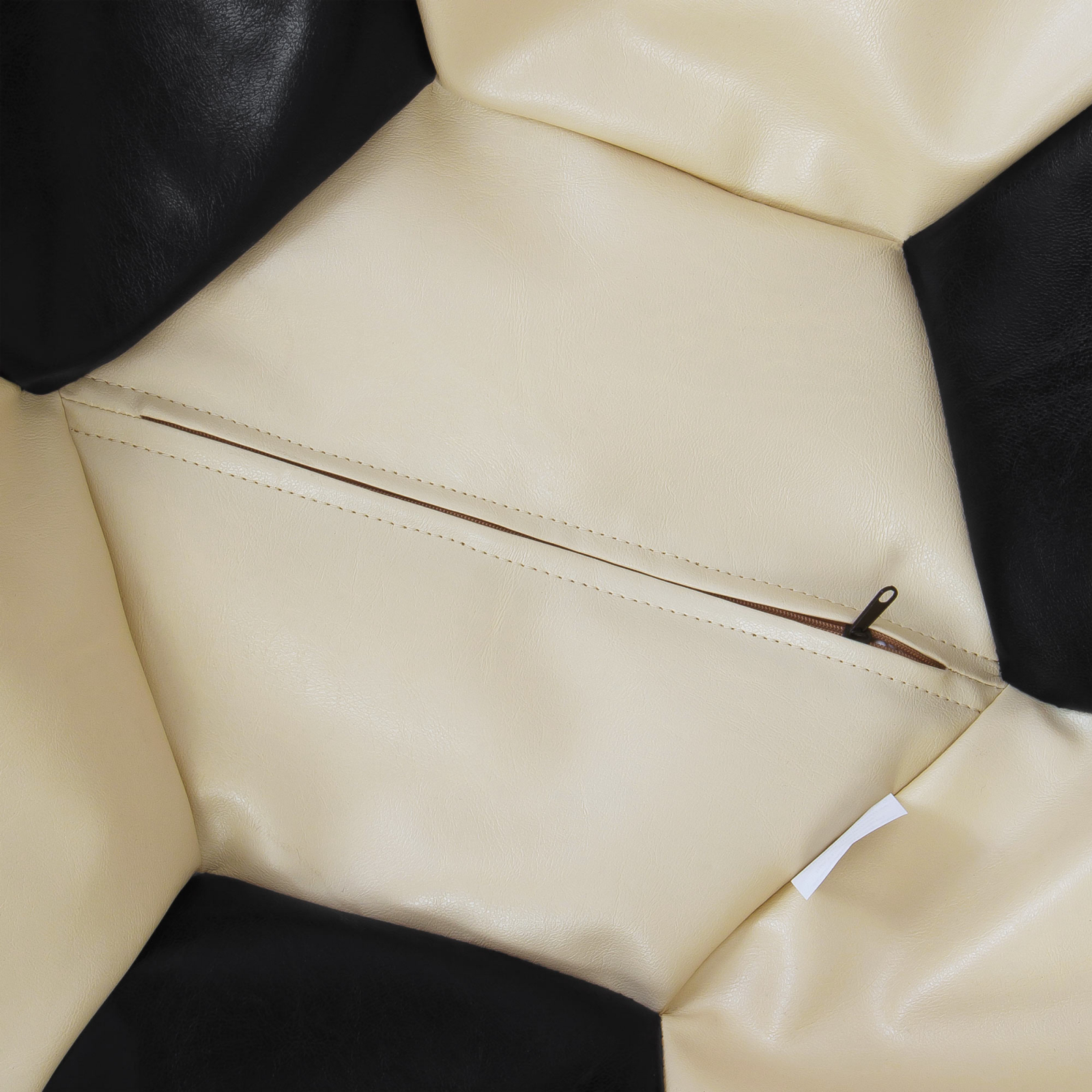 Mondo Ball - fotoliu puf - imitatie piele - crem/negru [2]