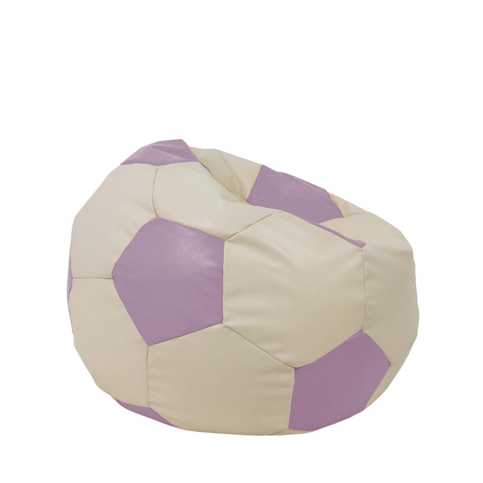 Mondo Ball - fotoliu puf - imitatie piele - crem/mov [1]