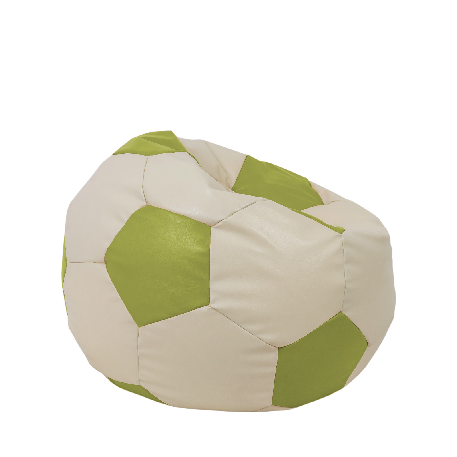 Mondo Ball - fotoliu puf - imitatie piele - crem/verde [1]