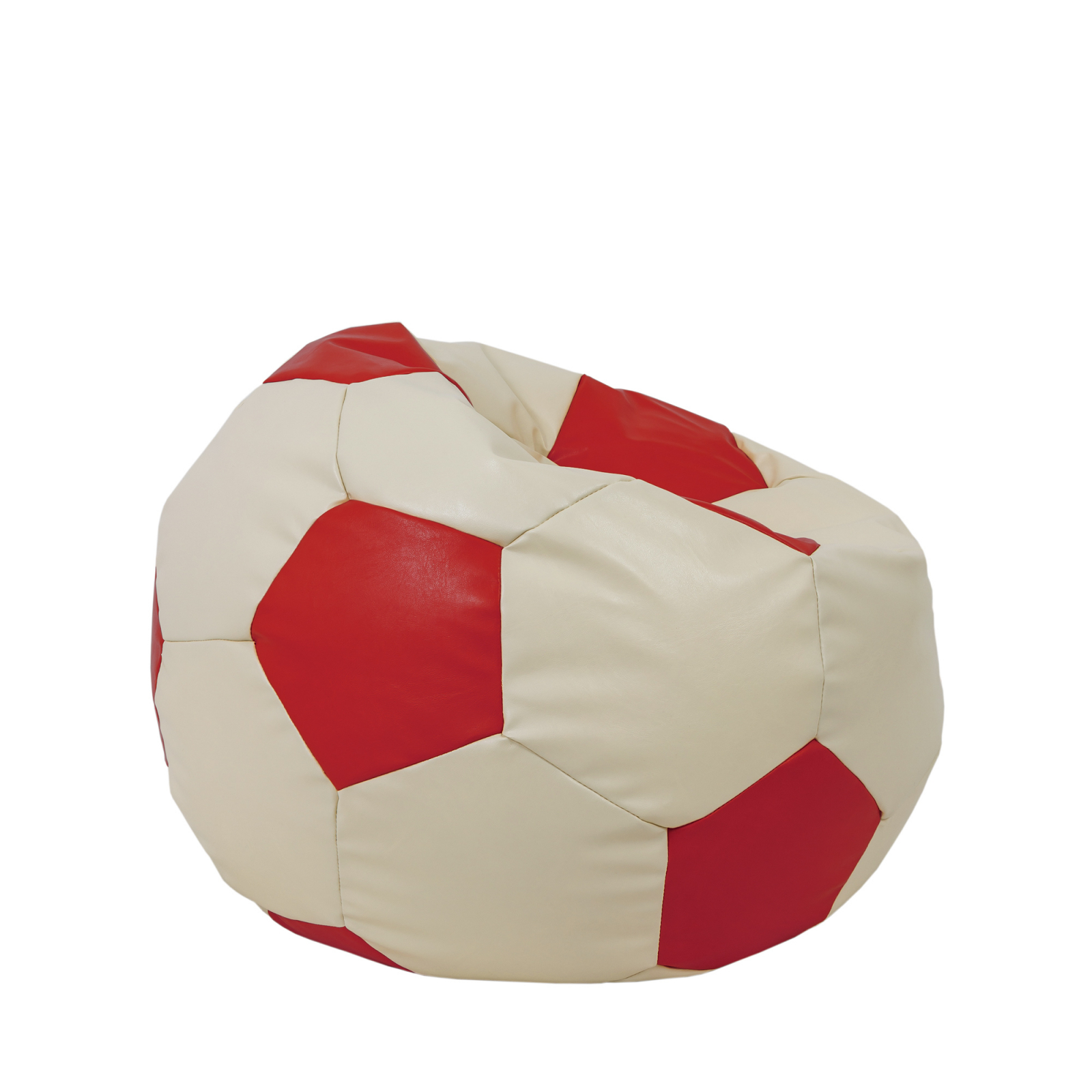 Mondo Ball - fotoliu puf - imitatie piele - crem/rosu [1]