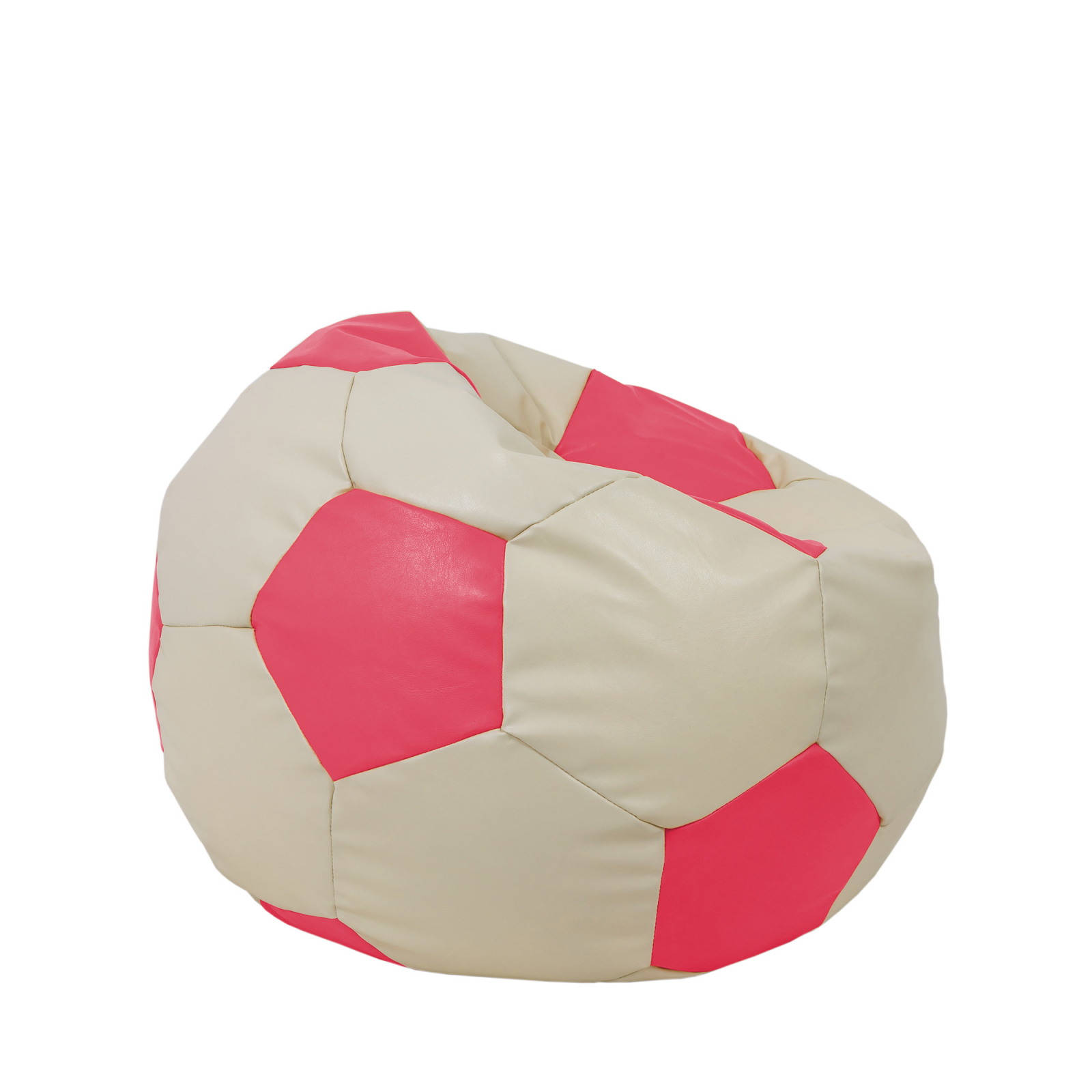 Mondo Ball - fotoliu puf - imitatie piele - crem/roz [1]
