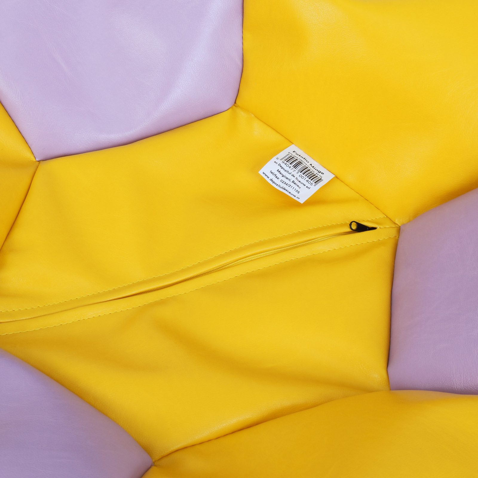 Mondo Ball - fotoliu puf - imitatie piele - galben/mov [2]