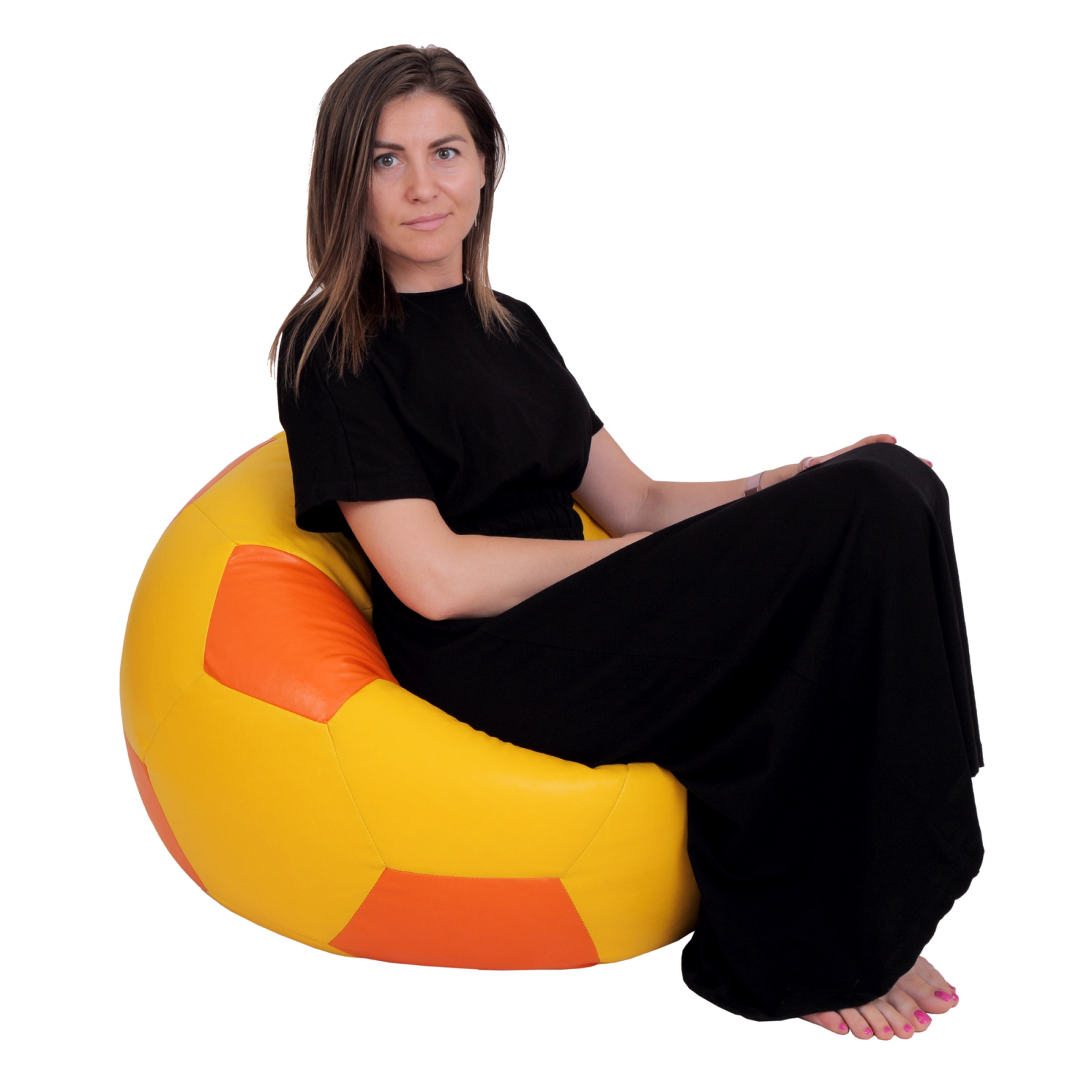 Mondo Ball - fotoliu puf - imitatie piele - galben/portocaliu [3]