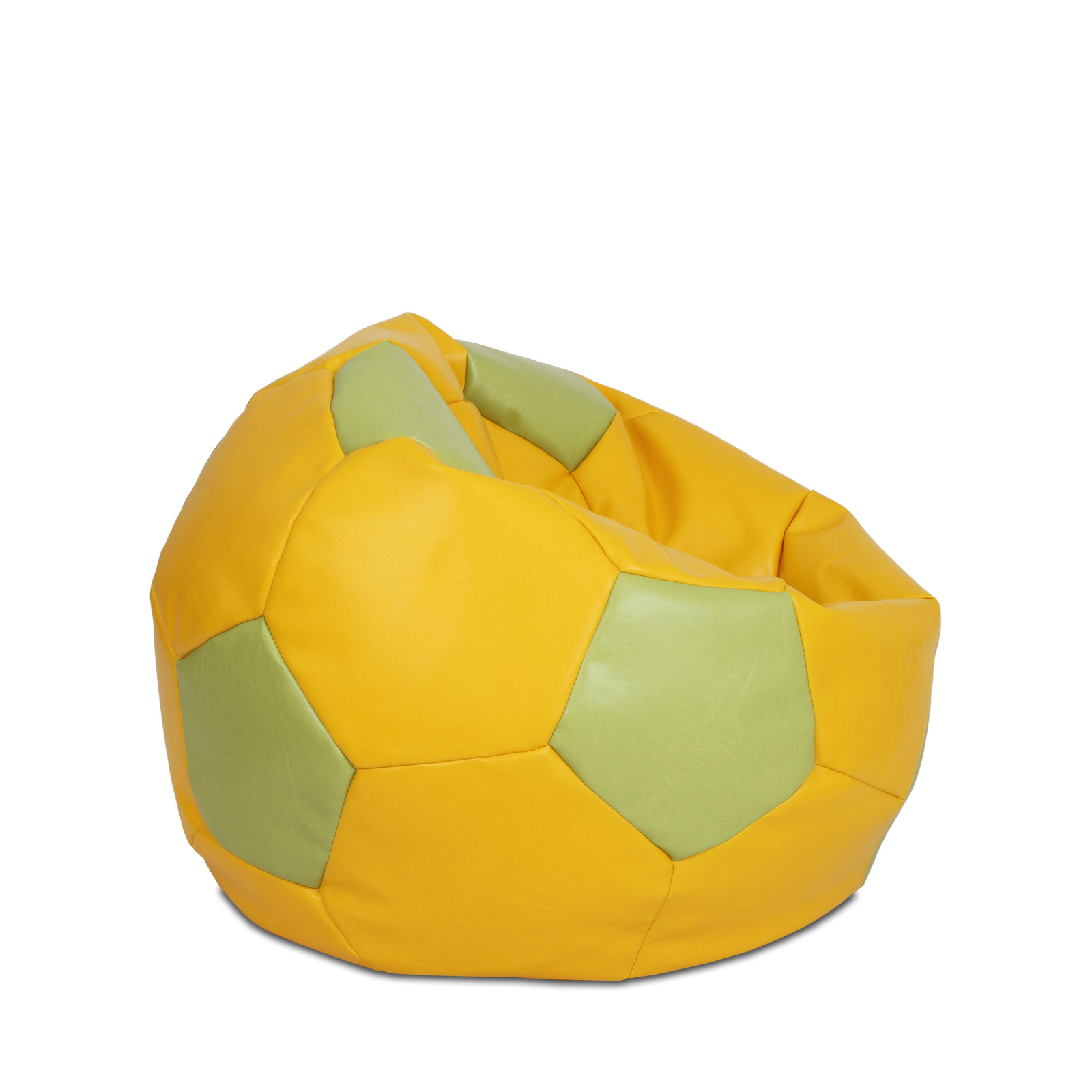 Mondo Ball - fotoliu puf - imitatie piele - galben/verde [1]