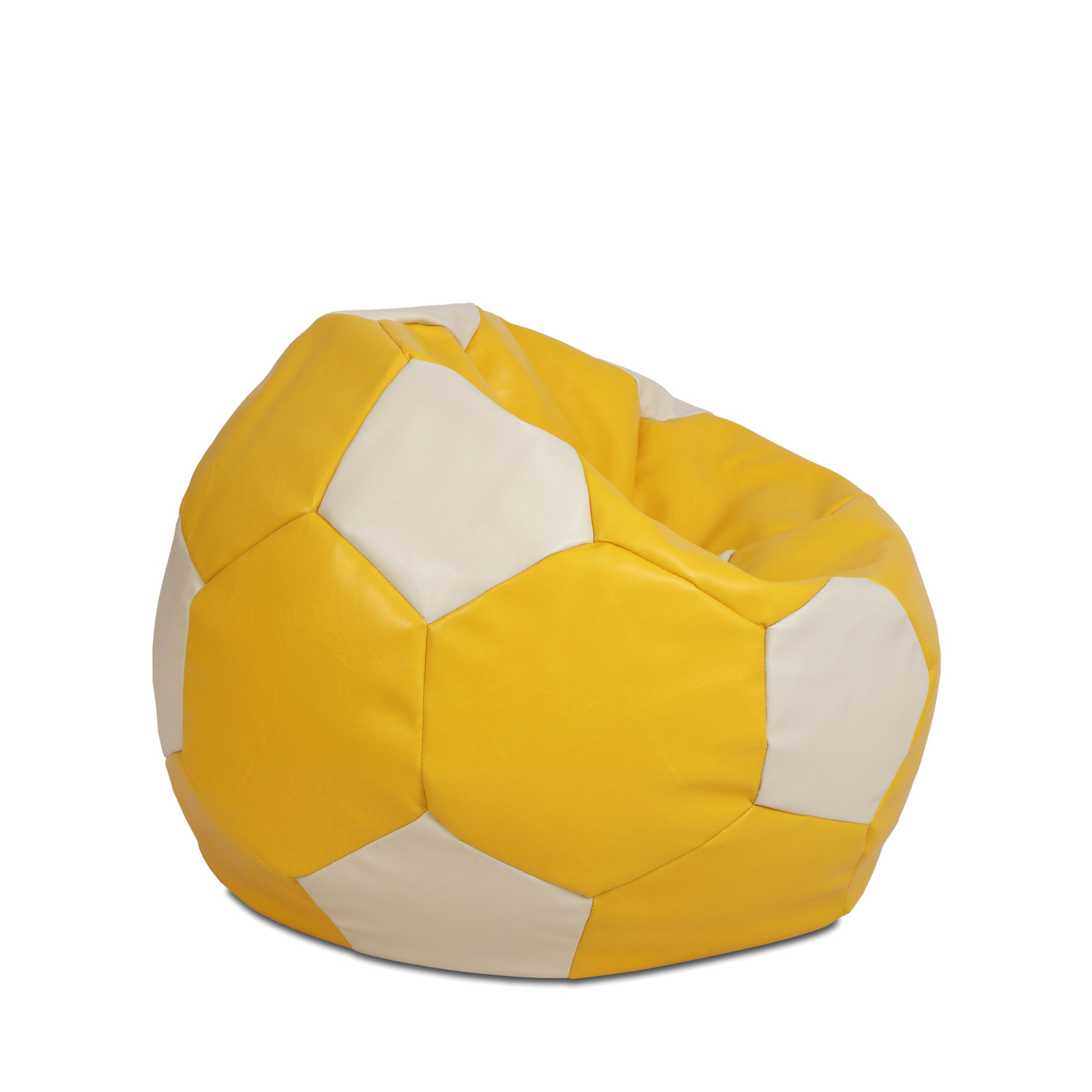 Mondo Ball - fotoliu puf - imitatie piele - galben/crem [1]