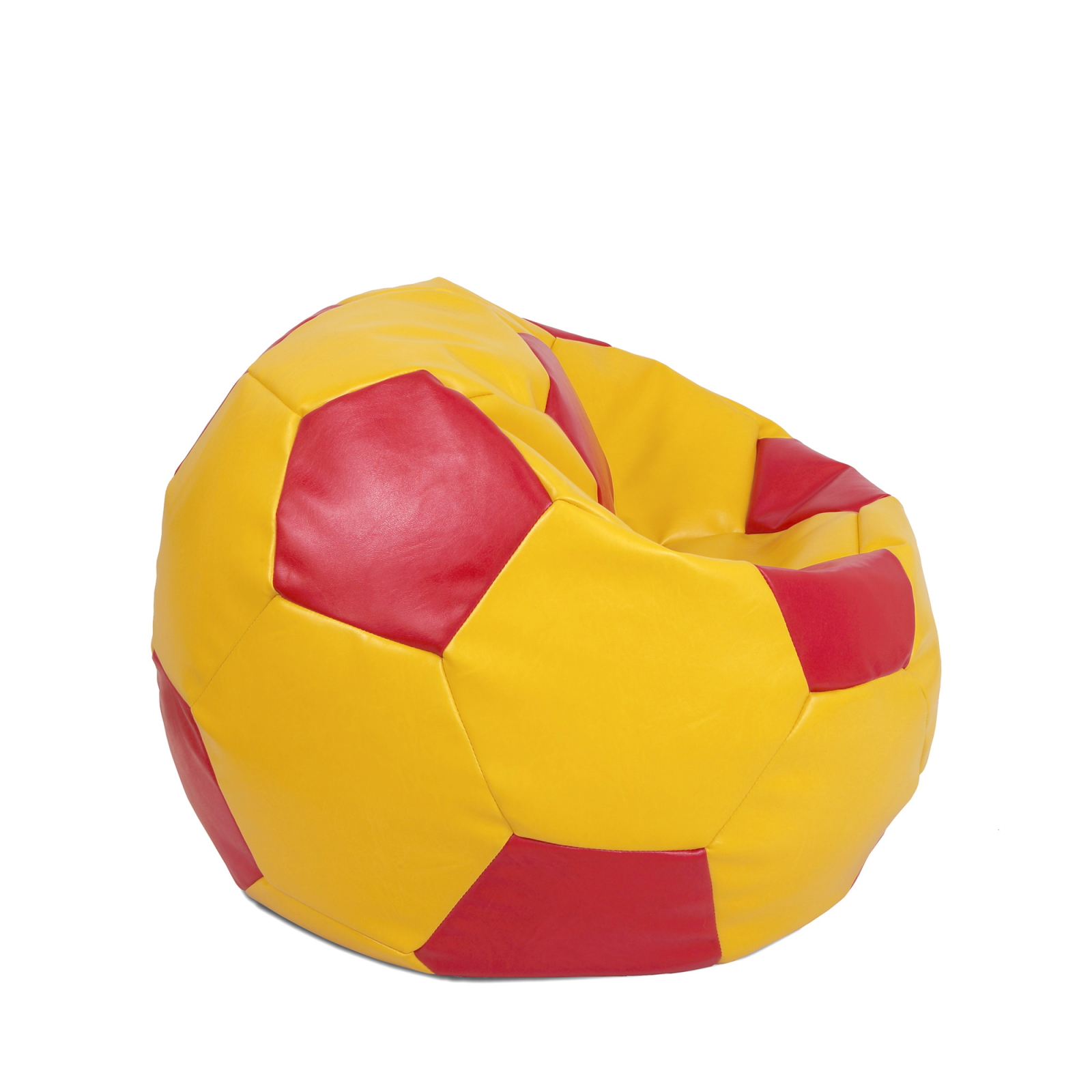 Mondo Ball - fotoliu puf - imitatie piele - galben/rosu [1]