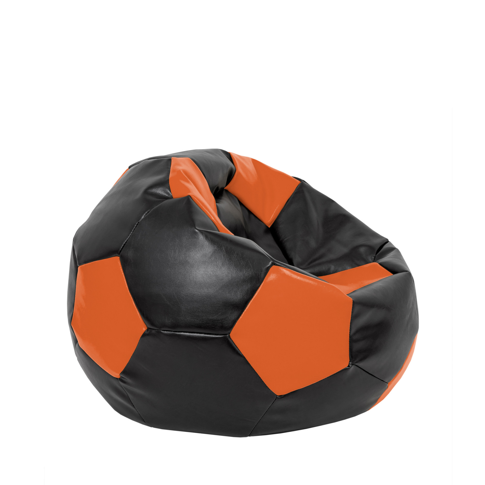 Mondo Ball - fotoliu puf - imitatie piele - negru/portocaliu [1]