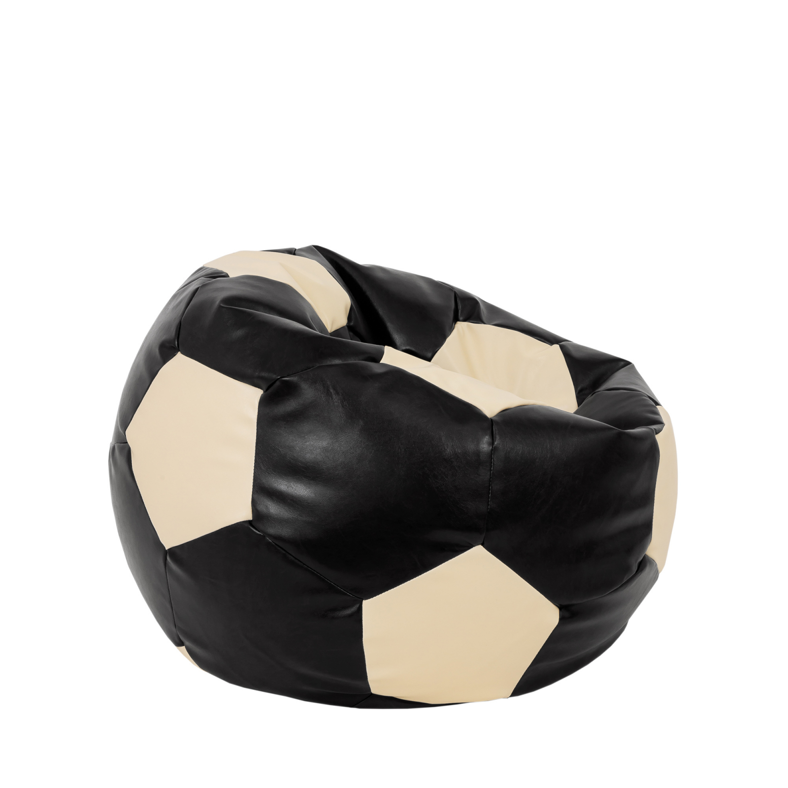 Mondo Ball - fotoliu puf - imitatie piele - negru/crem [1]