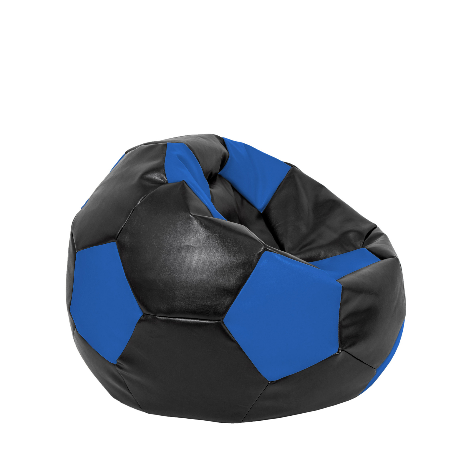 Mondo Ball - fotoliu puf - imitatie piele - negru/albastru [1]