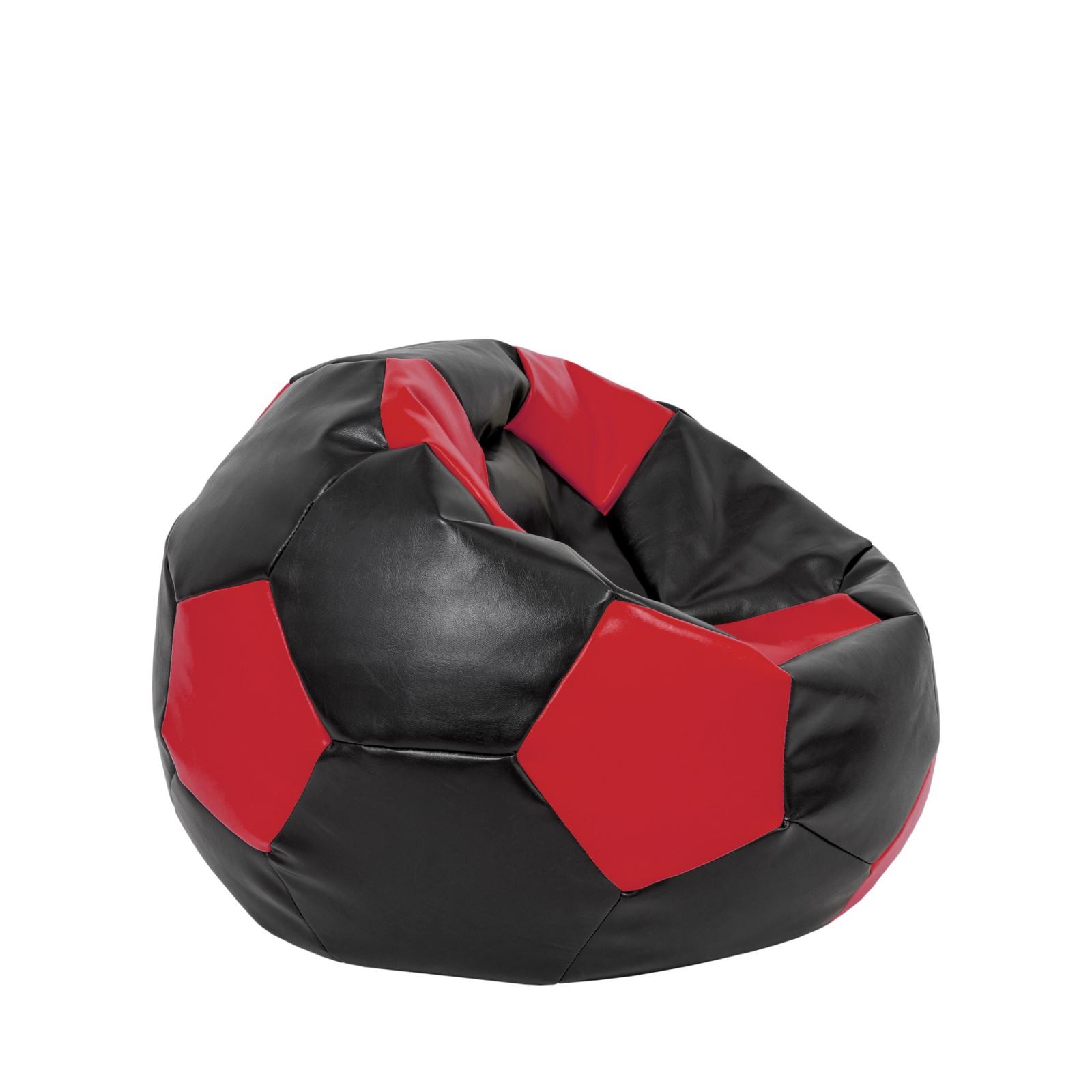 Mondo Ball - fotoliu puf - imitatie piele - negru/rosu [1]