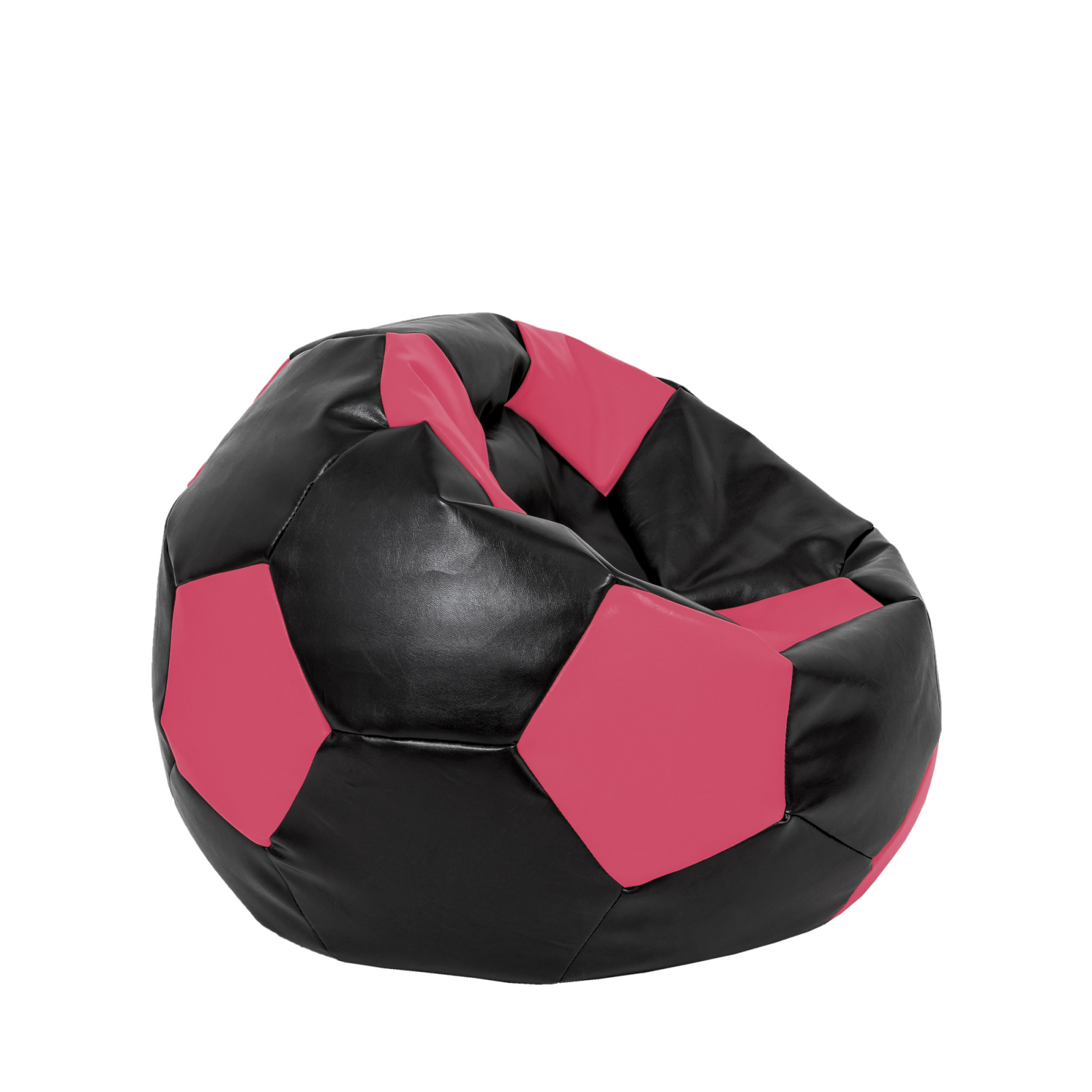 Mondo Ball - fotoliu puf - imitatie piele - negru/roz [1]