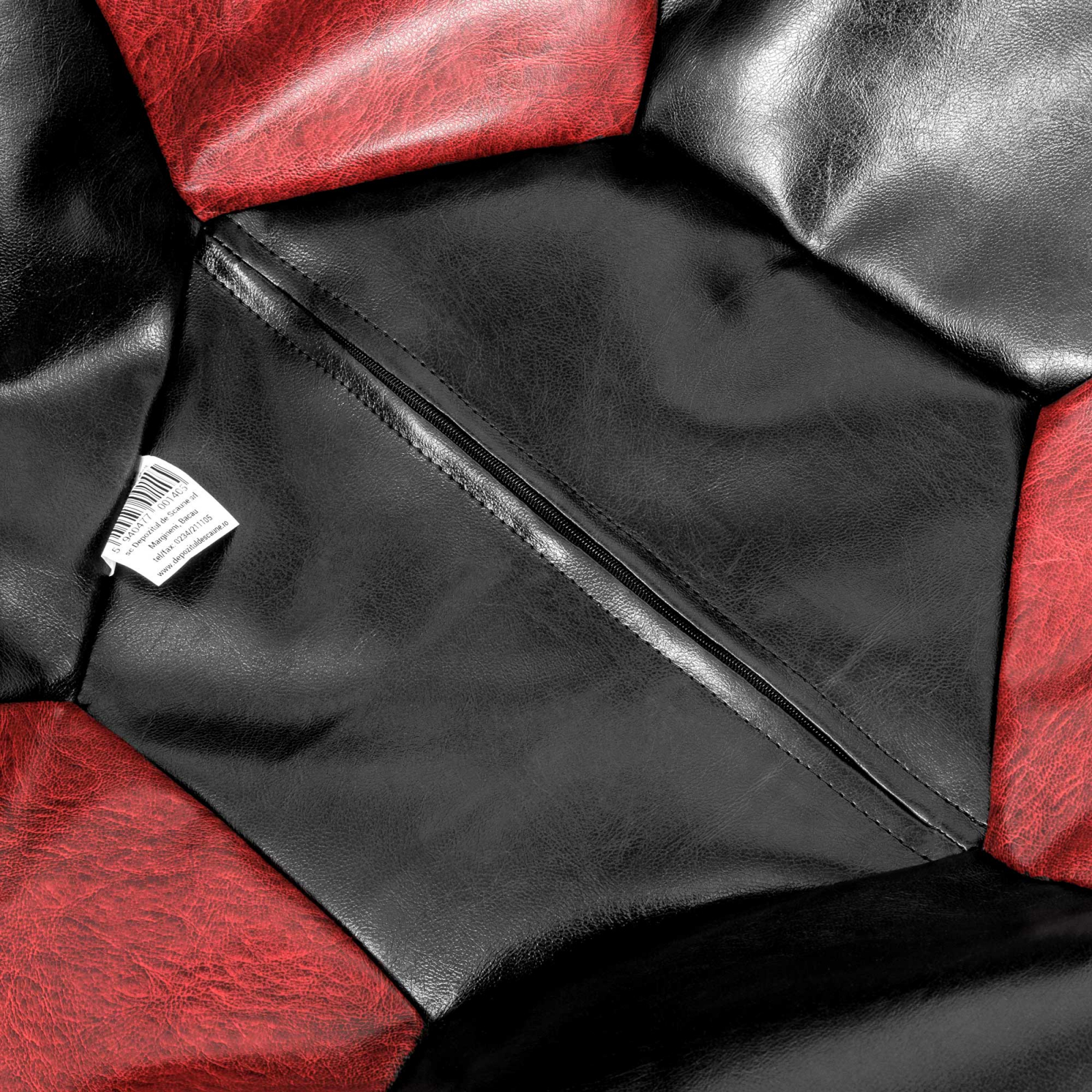 Mondo Ball - fotoliu puf - imitatie piele - negru/visiniu [2]