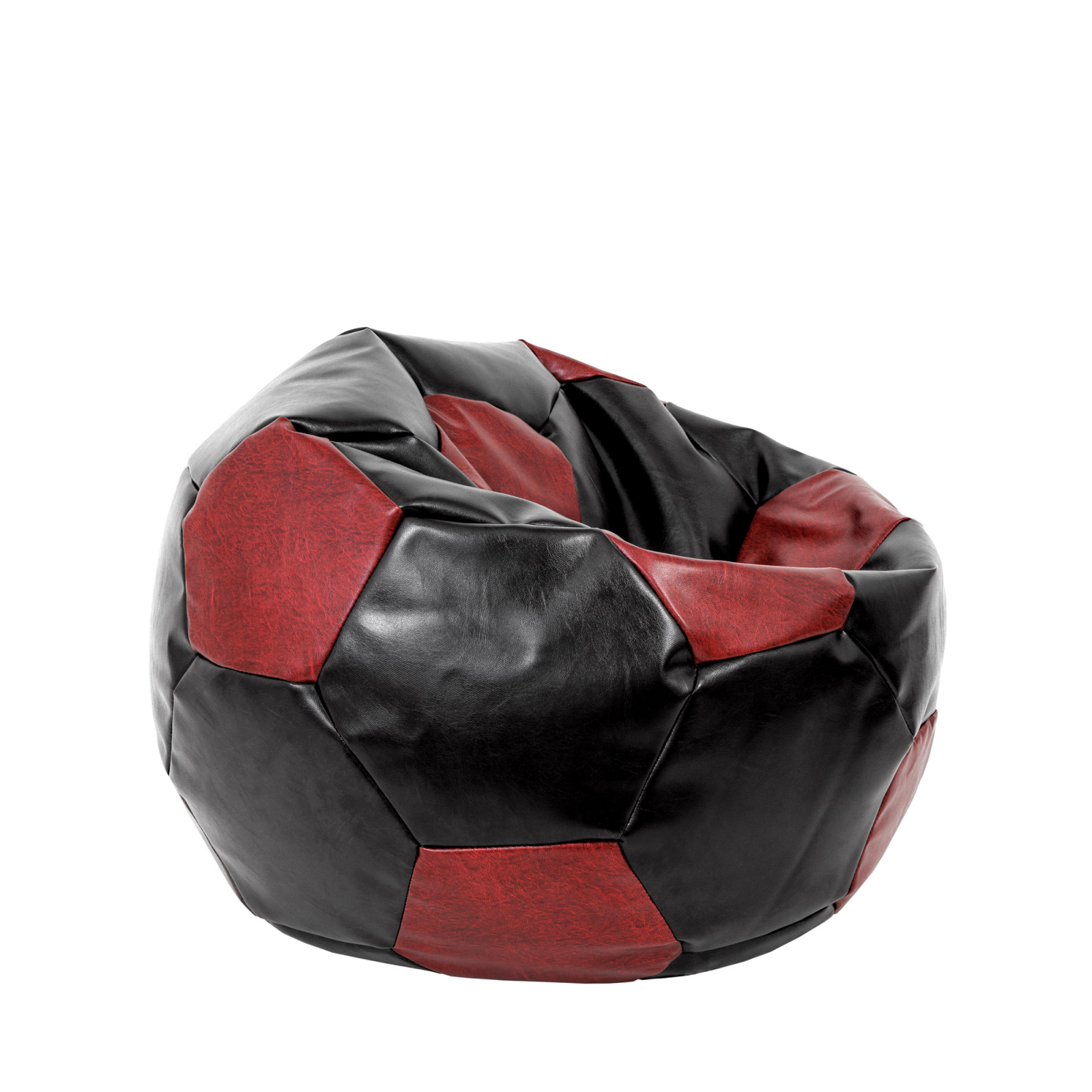 Mondo Ball - fotoliu puf - imitatie piele - negru/visiniu [1]