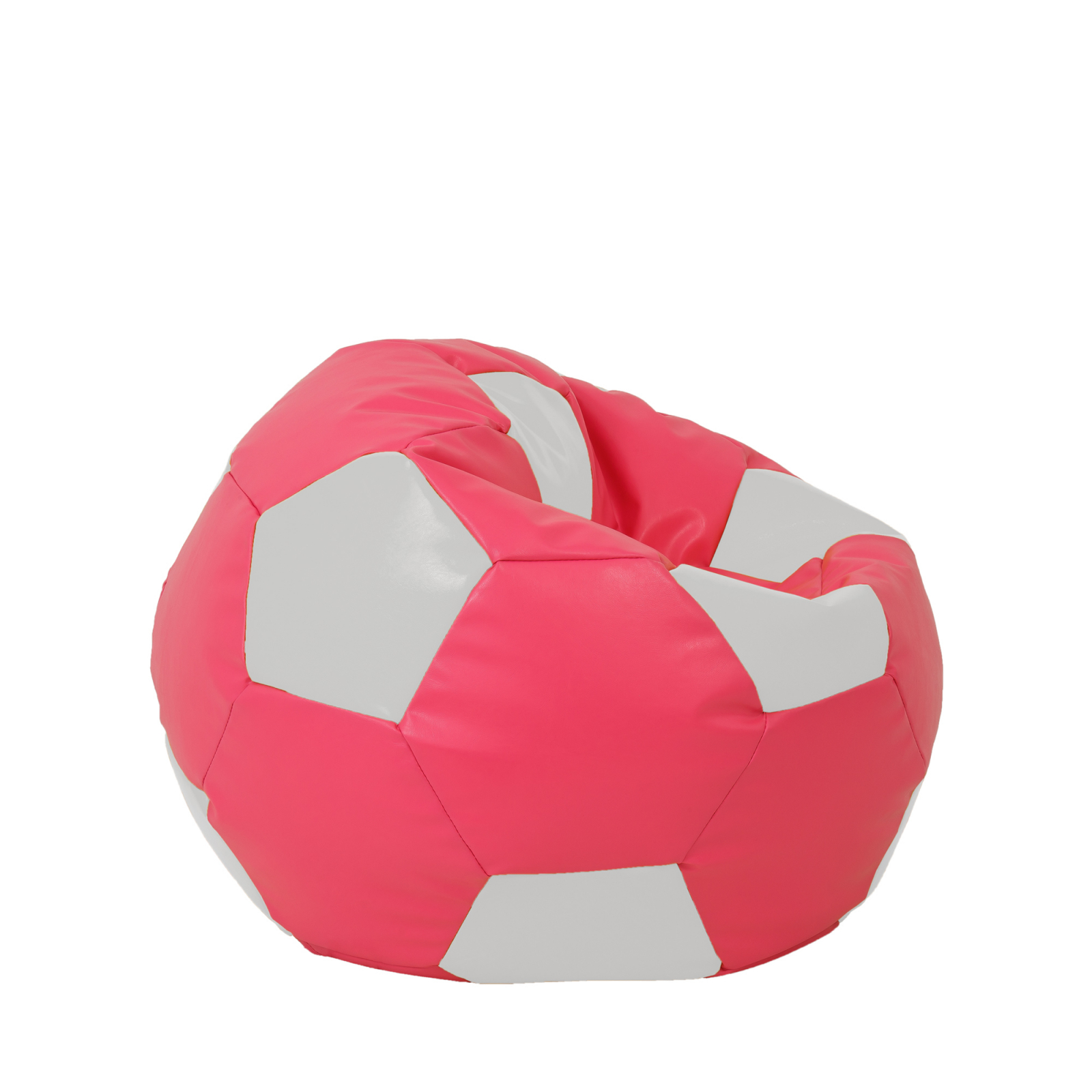 Mondo Ball - fotoliu puf - imitatie piele - roz/alb [1]