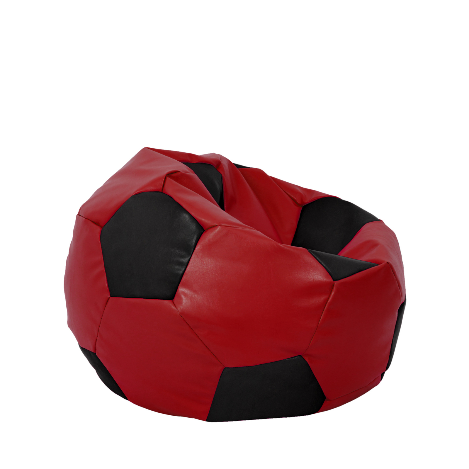 Mondo Ball - fotoliu puf - imitatie piele - rosu/negru [1]