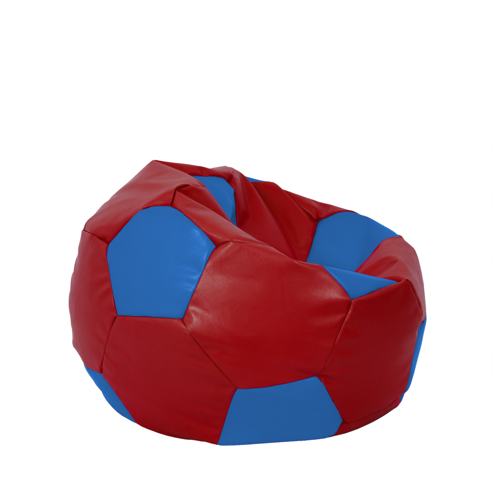 Mondo Ball - fotoliu puf - imitatie piele - rosu/albastru [1]